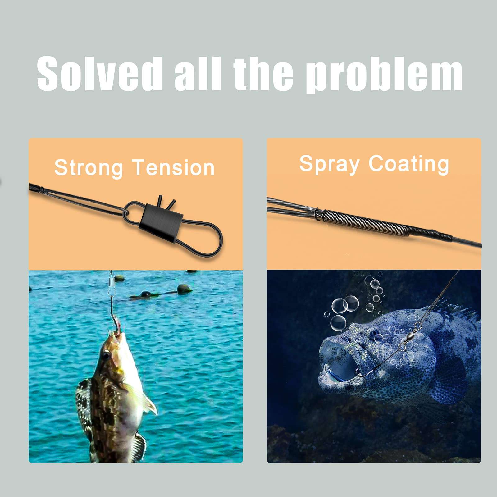 SAVITA 30pcs Fishing Tackle Leaders, Fishing Leaders Line for Saltwater and Freshwater Stainless Steel Wire with Swivel Snaps (Black) 5