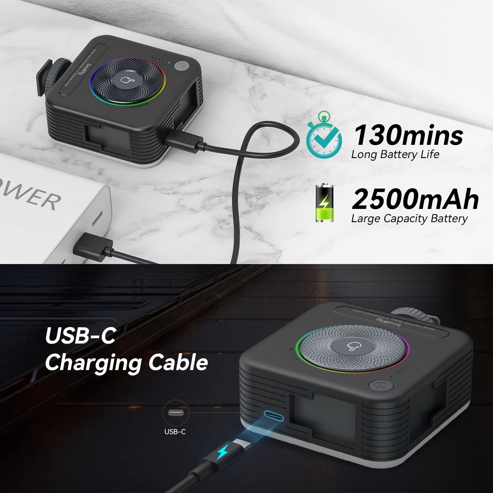 SmallRig Cold Shoe Adapter for Sony with P108 RGB Video Light 6