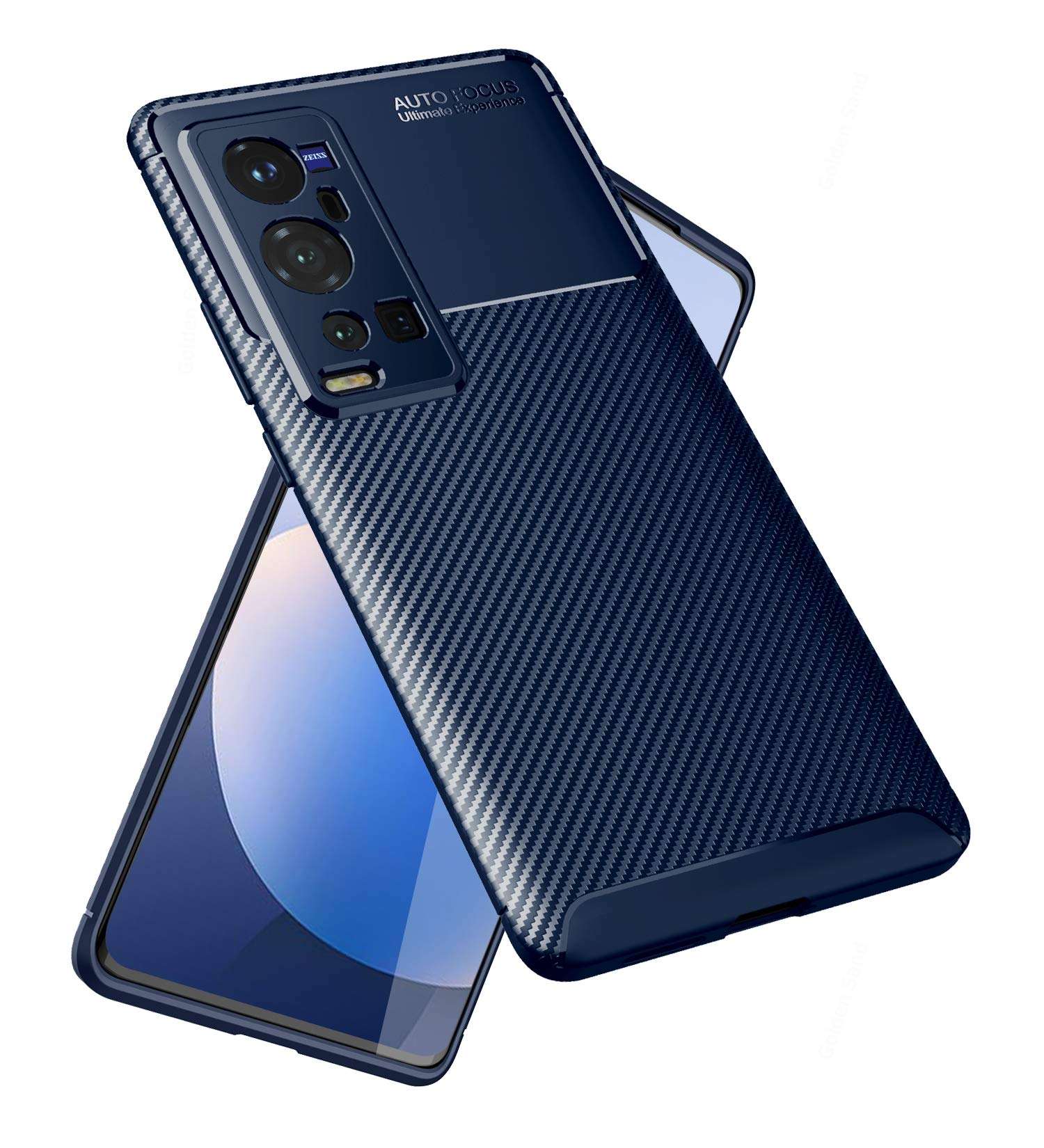 Golden Sand for Vivo X60 Pro+ Back Cover Drop Tested Shock Proof Slim Aramid Carbon Fibre Rugged TPU Case for Vivo X60 Pro Plus, Shimmer Blue 1