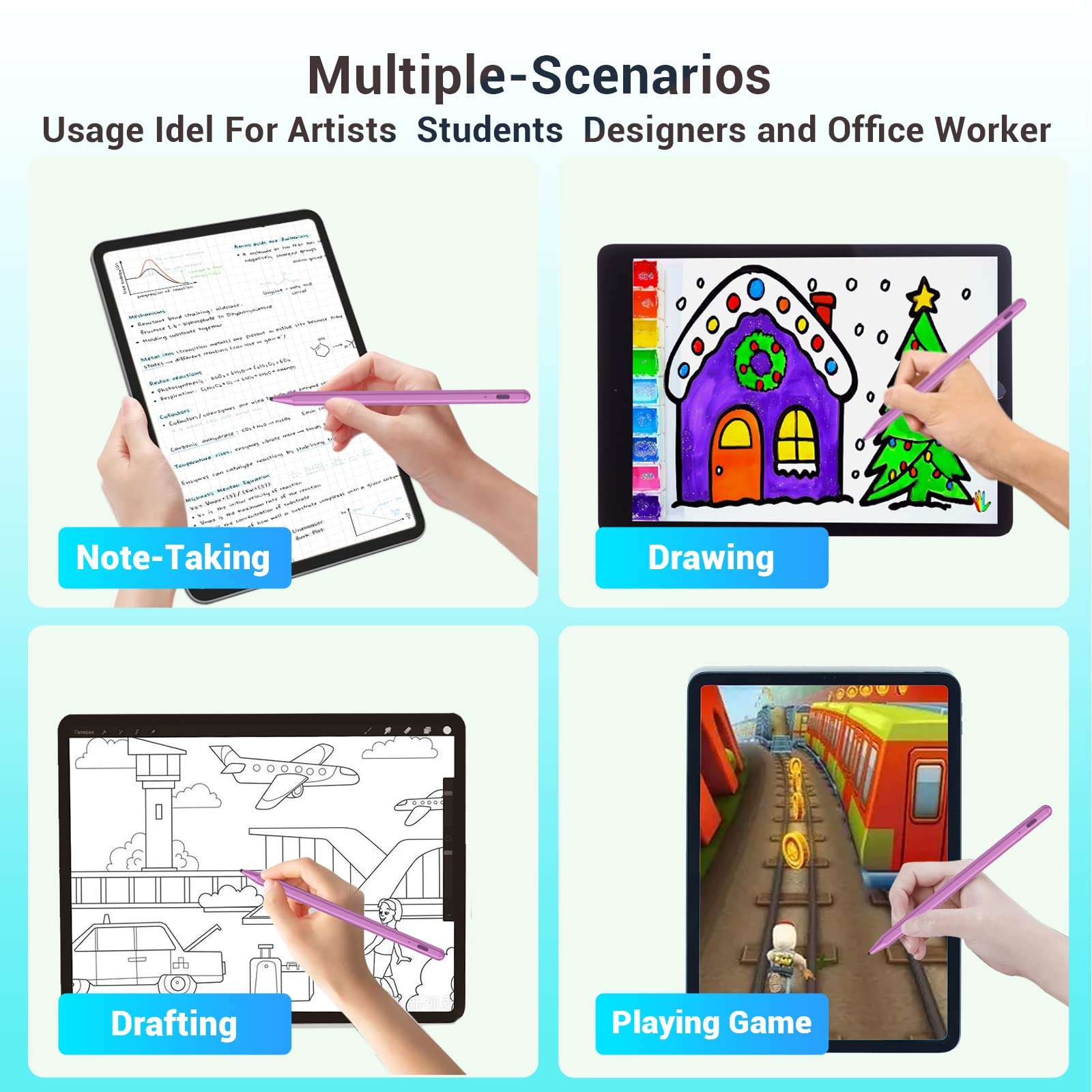 Stylus Pencil for Apple iPad Pen - Pencil for iPad 6th 7th 8th 9th 10th Generation Palm Rejection for Apple Pencil Compatible 2018-2022 iPad Mini 6th 5th iPad Air 5th 4th 3rd Gen iPad Pro 11-12.9 Inch 5