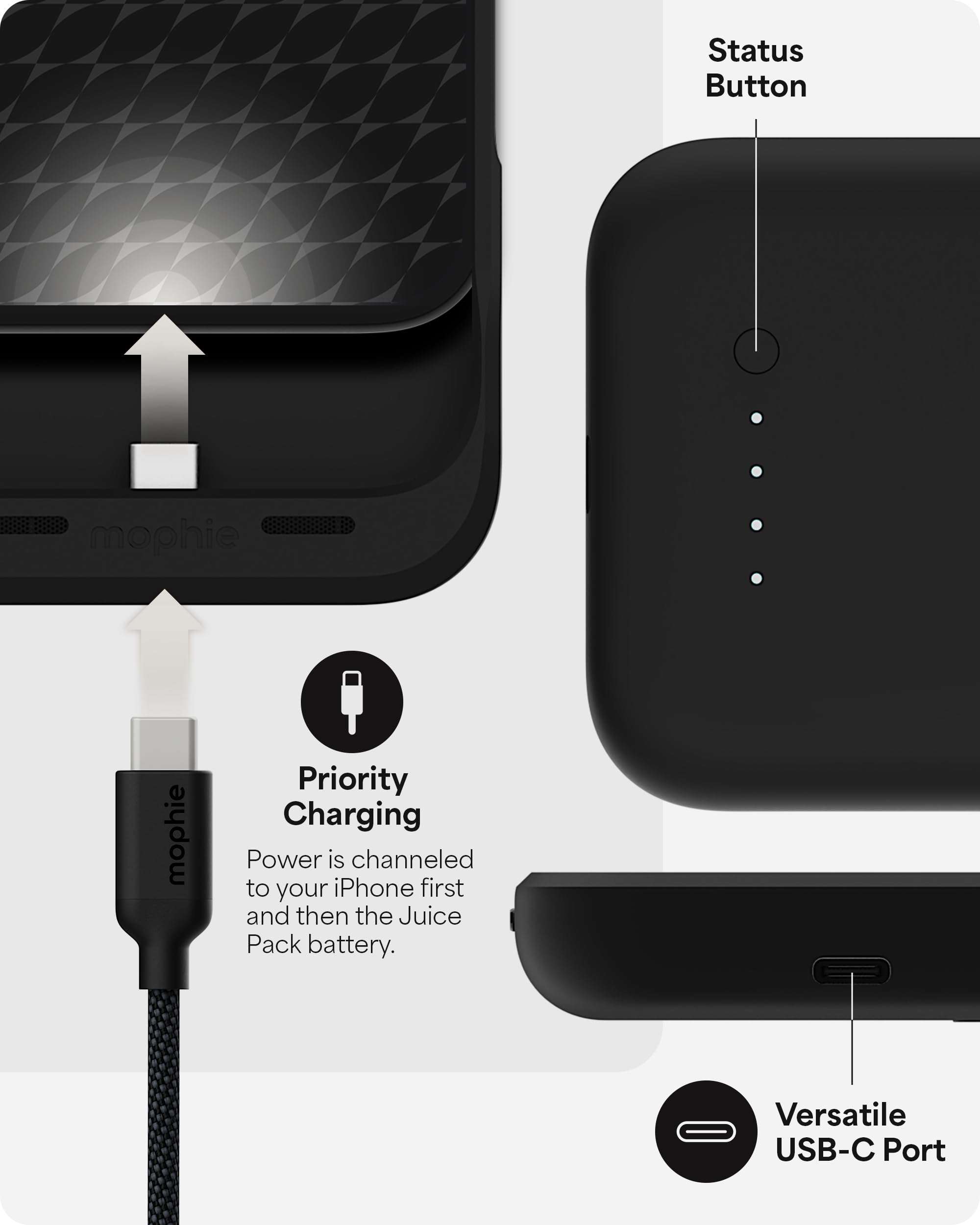 mophie Juice Pack Battery Case for iPhone 16 Pro Max - Slim Charging Case, Magnetic Back for Wallets & Mounts, +50% Extra Battery Life, Enhanced 6-Foot Drop Protection, Sustainable Material, Black 6