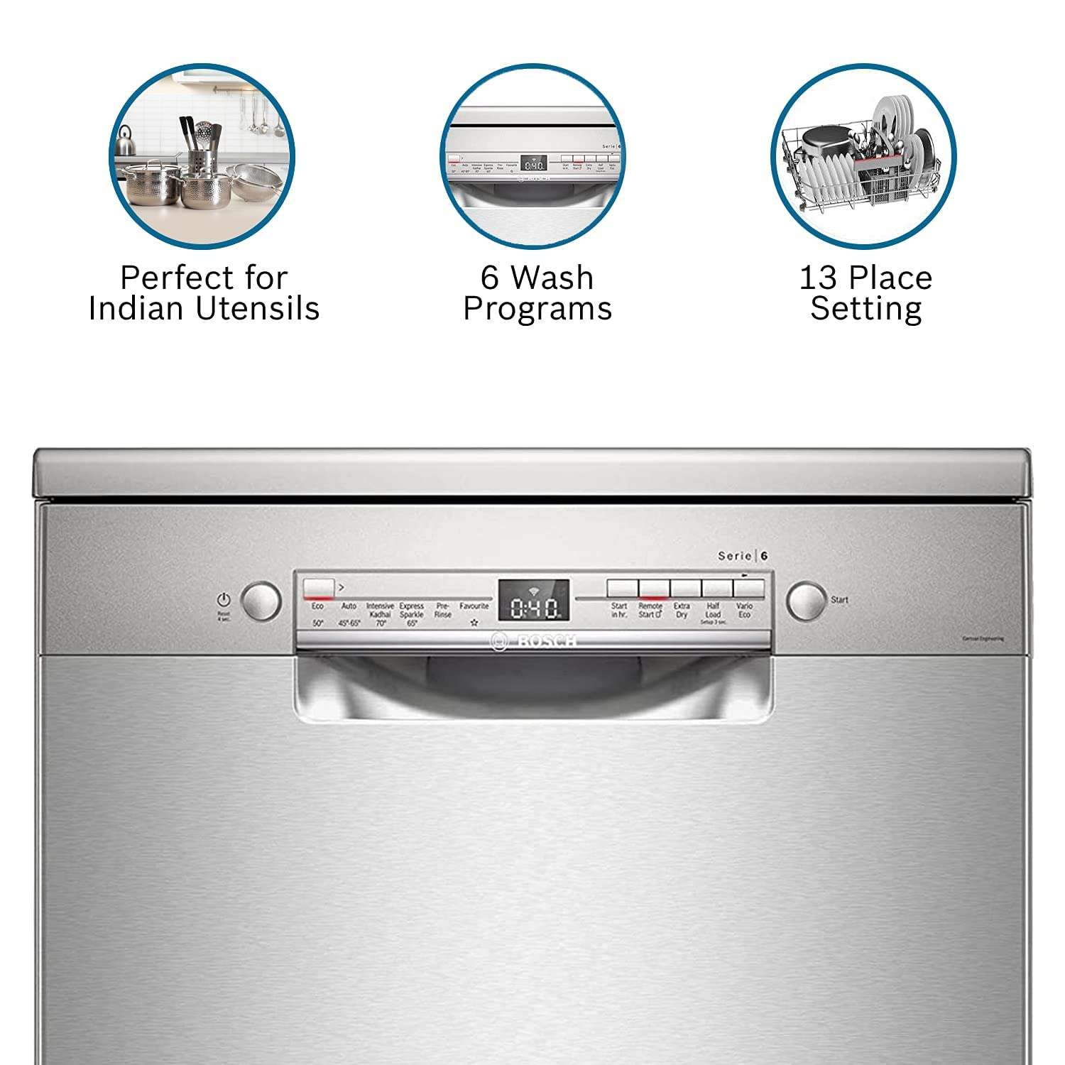 Bosch 13 Place Settings Dishwasher (SMS6ITI00I, Silver Inox, WiFi Enabled) 5