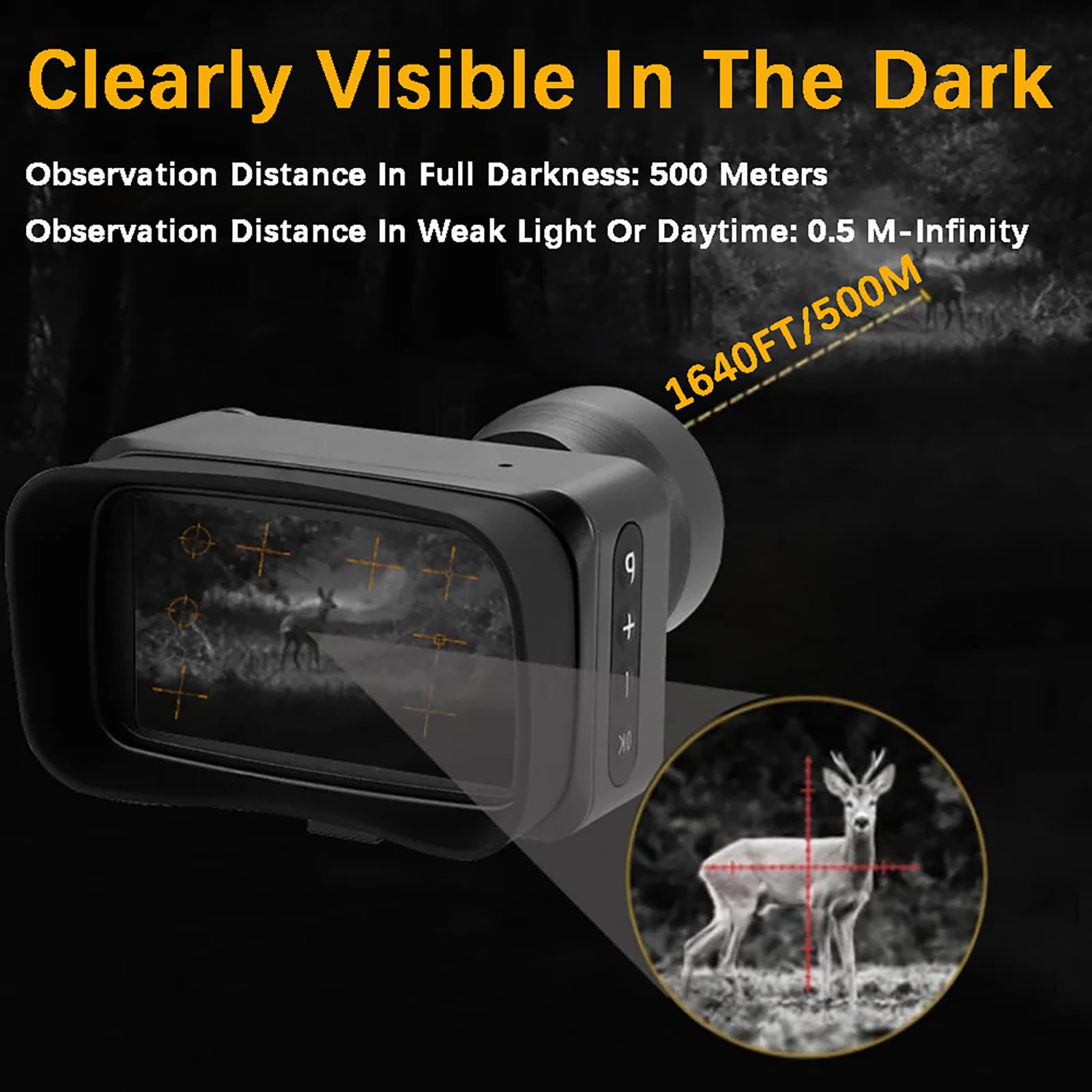 WGFXYBFY 3 Inch Night Vision Goggles for Adults, 1640FT Infrared Night Vision Scope, 5X Digital Zoom Day and Night Use, with 32GB Memory Card and Front Sight, for Camping 4
