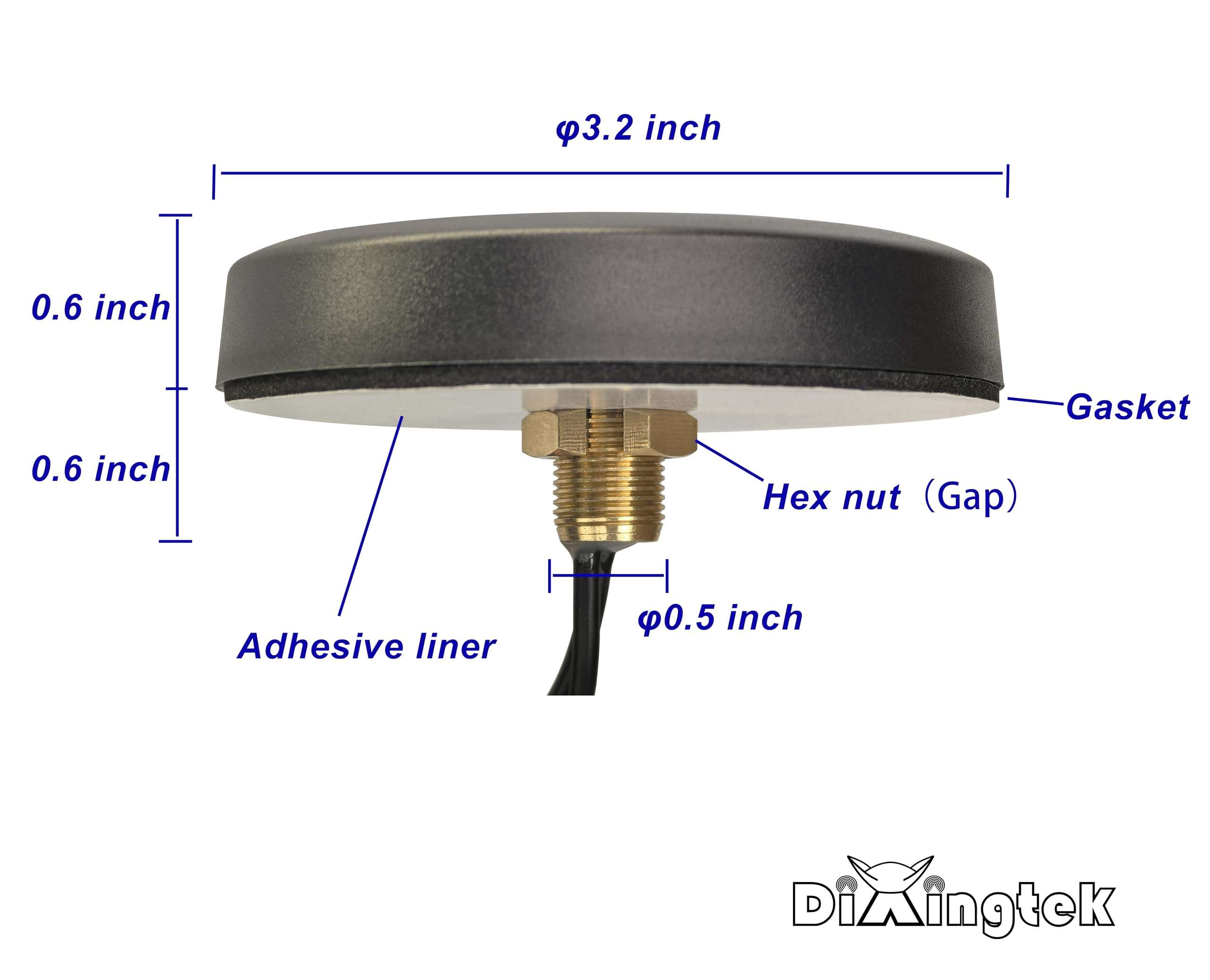 Dixingtek Waterproof Diameter 81mm 4g LTE 2x2 mimo 2 in 1 Combined SMA Male Antenna Screw mounting 2 Meters Cable, Compatible with Charging Station and Other IoT Devices Discotic Antenna 6