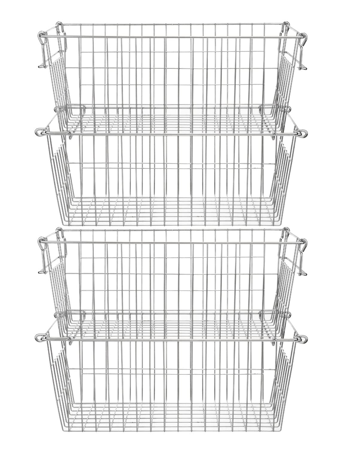 SANNO Chest Freezer Basket Stackable Baskets, Pantry Storage and Organization Chest Freezer Bins Stackable Potato and Onion Storage Bin Metal Baskets for Storage,set of 4 1