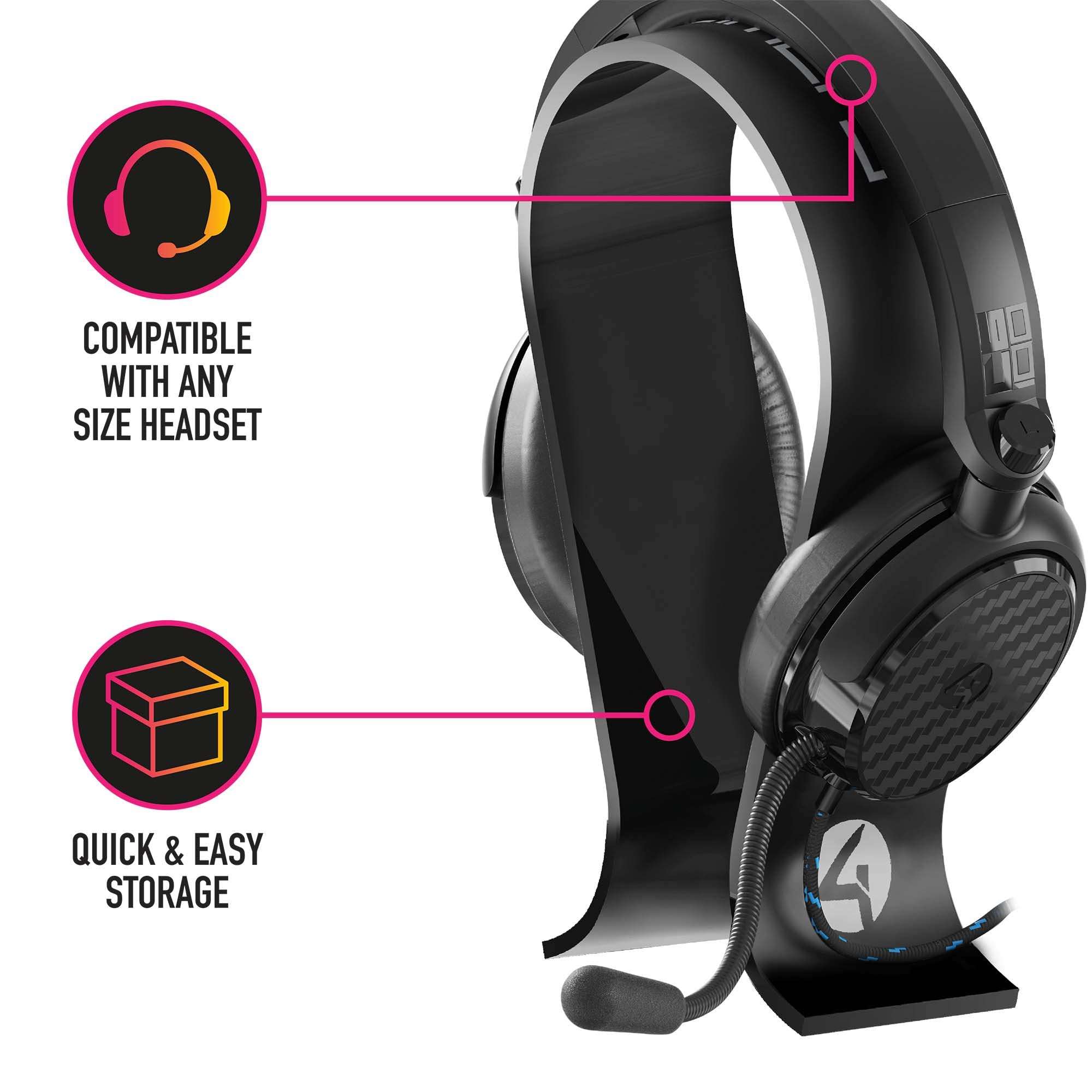 4Gamers Black Headset Stand, Compatible with most Headsets 3