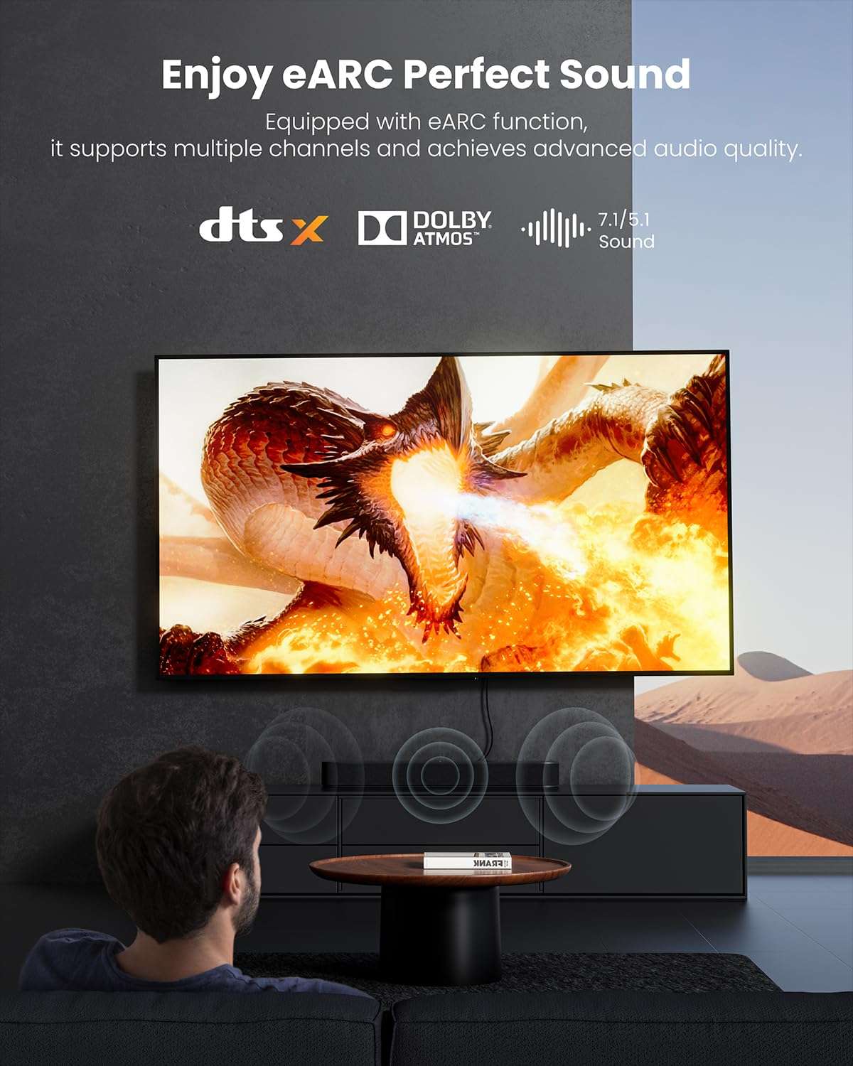 Fasgear HDMI 2.1 Cable 10ft 2Pack Certified 8K HDMI Cable 48Gbps High Speed HDMI Cord Braided 8K@60Hz 4K@120Hz HDCP 2.3 Support eARC HDR10 3D Dolby Compatible for Roku TV/Monitor/Laptop/Blu-ray Black 5