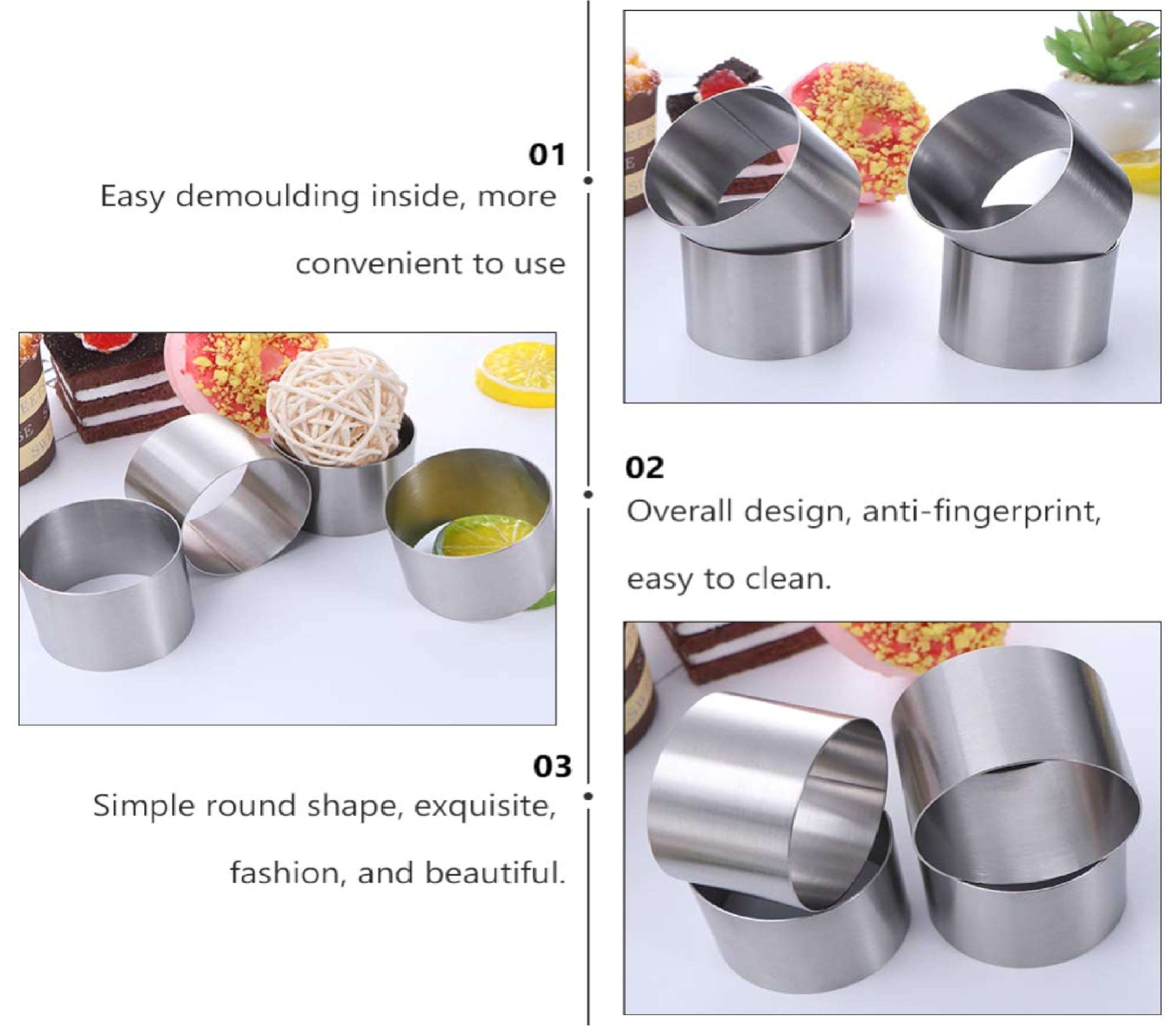 Best Baking Utensils Cake Cutter 2 Inch Round Stainless Steel Cake/Cookie/Pastry/Biscuit/Muffin/Mousse Cake/Mini Cake Cutter 6
