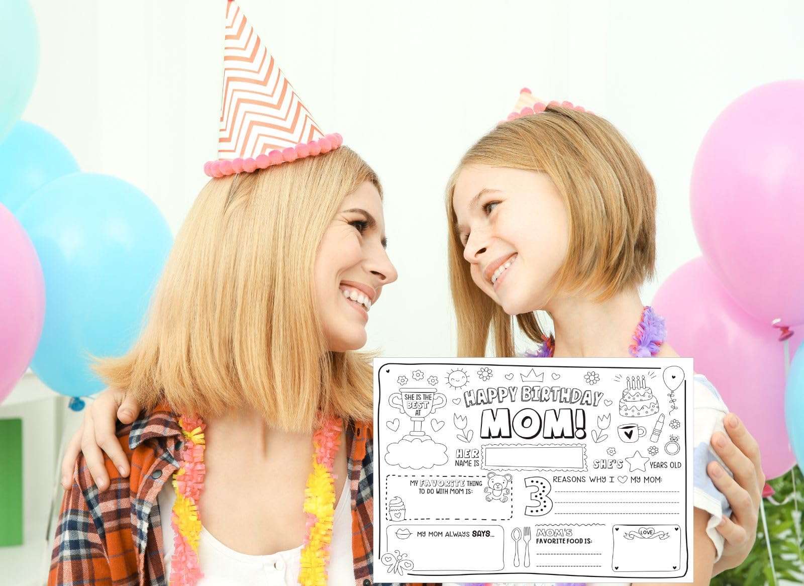 CJ&M Happy Birthday Mom Coloring Page | All About Mom Fill In Template | Mother’s Birthday Activity | Mom’s Birthday Card for Kids.Perfect craft gift from kids for Mother’s Birthday. 3