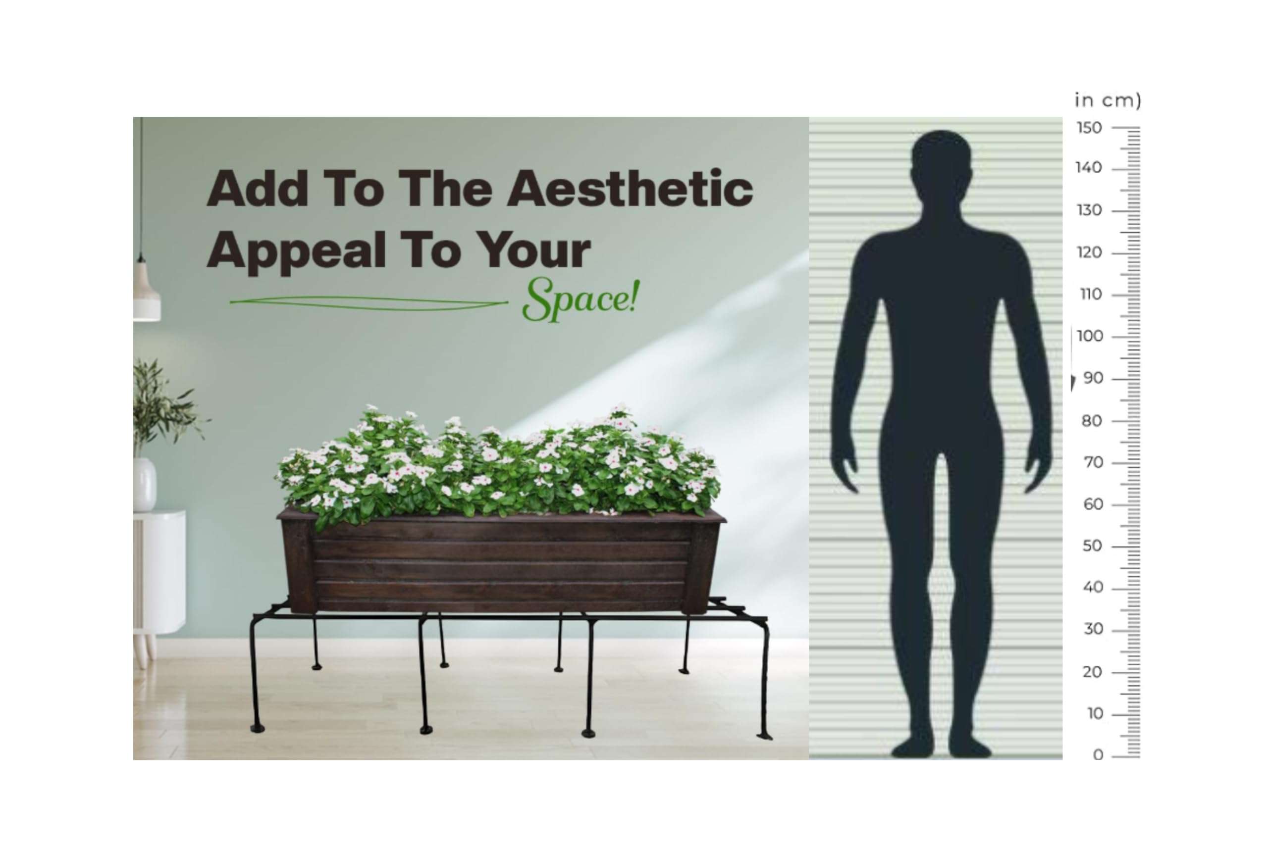 URBANMAALI Rectangular Metal indoor Outdoor Planter Stand, Flower Pot Rack for Home, Garden, Balcony - 24 inches (Black, Pack of 4) 6