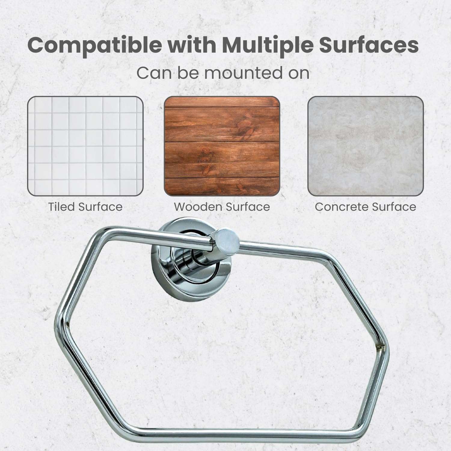 Boniry Stainless Steel Towel Holder & Napkin Holder, Bathroom Accessories - Durable Wall Mounted Towel Hanger for Bathroom, Modern Design Towel Rack for Home (Pack of 1, Hexagon) 6