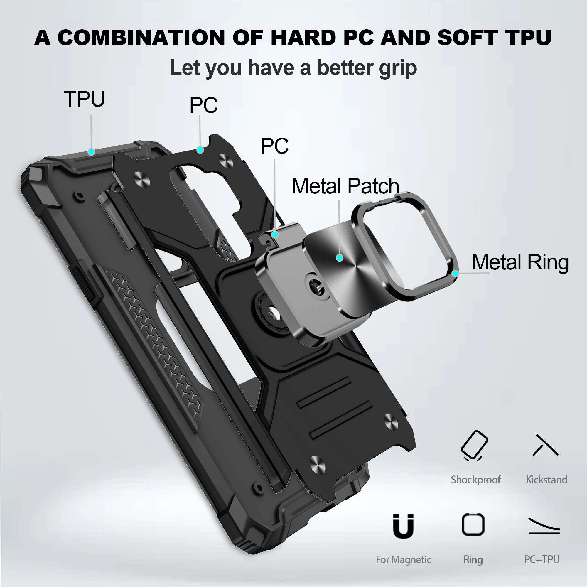 Galaxy S9 Plus Case, Samsung S9 Plus Phone Case with HD Screen Protector, Atump 360° Rotation Ring Kickstand [Military Grade] Dual Layer Shock Absorption Protective Case for Galaxy S9+, Black 4