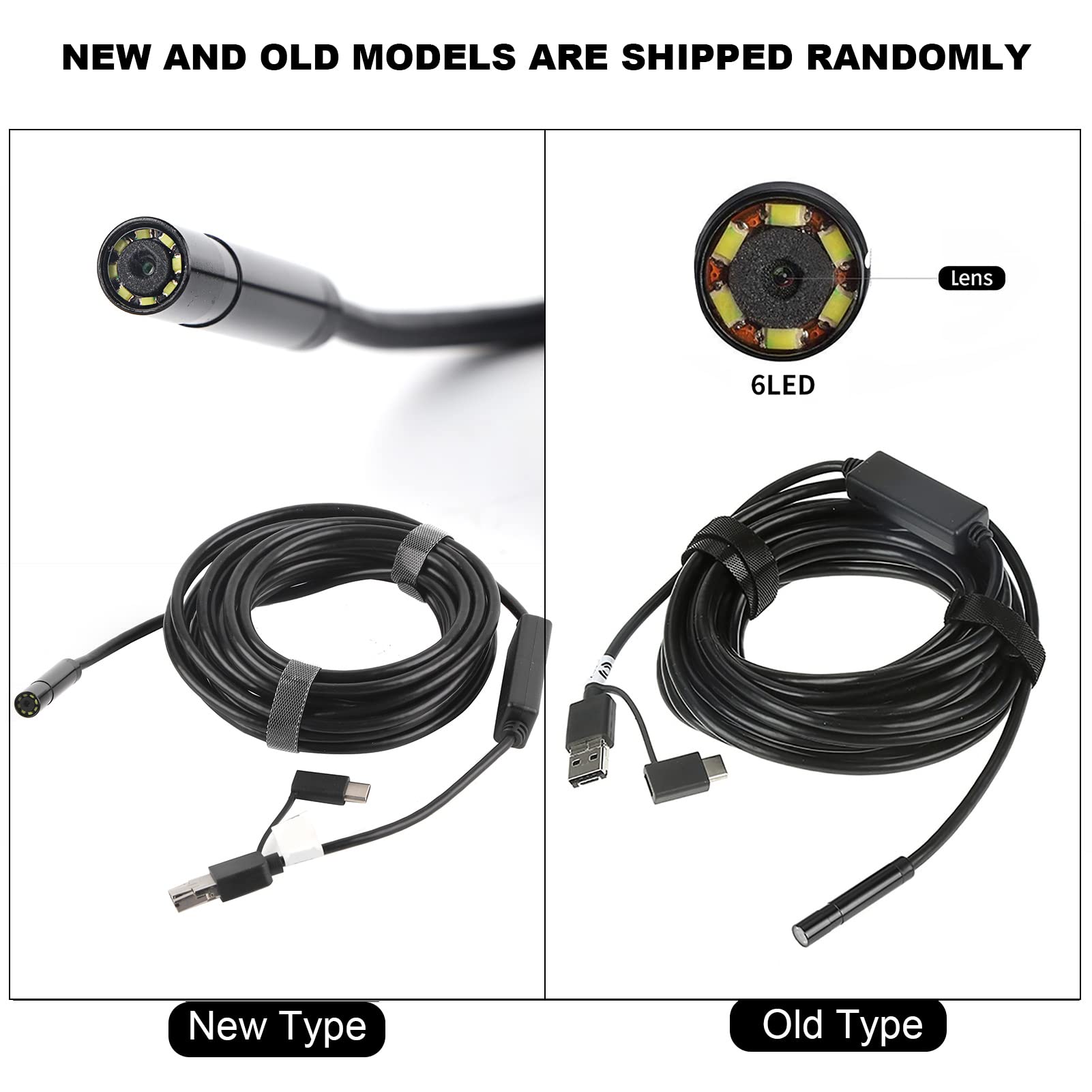 USB Endoscope, 5M Inspection Camera Flexible with LED Light for Pipe Car 4