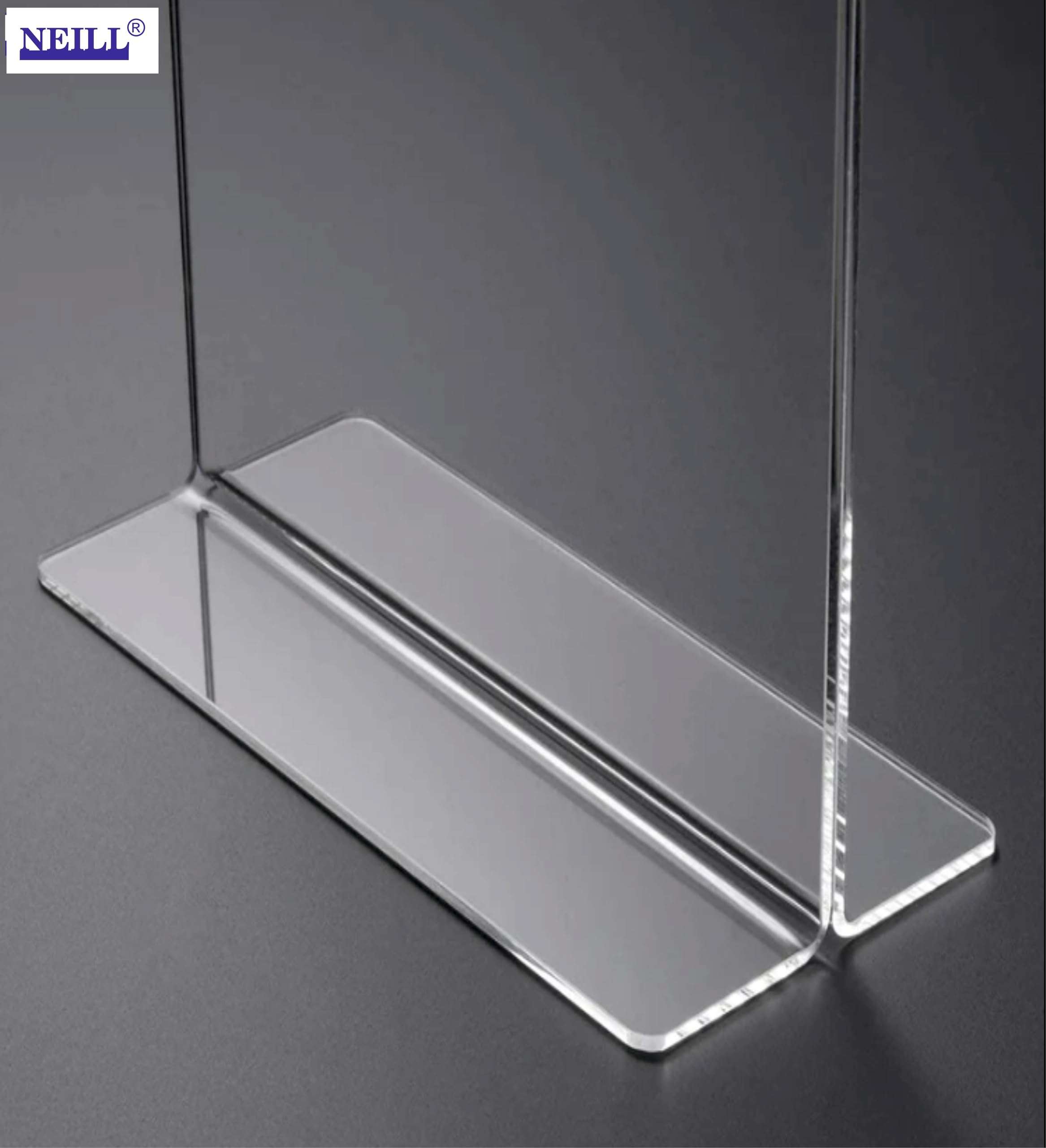 NEILL® Acrylic Sign Holder T Shape, Size-A4 (8.3"x11.7"), Pack of 1 Pc, Clear/Transparent, Double Sided Portrait Display Stand Table Top, Perfect for Restaurants, Promotions, Classroom, Office, Store, Restaurants, Wedding Party Decoration 4