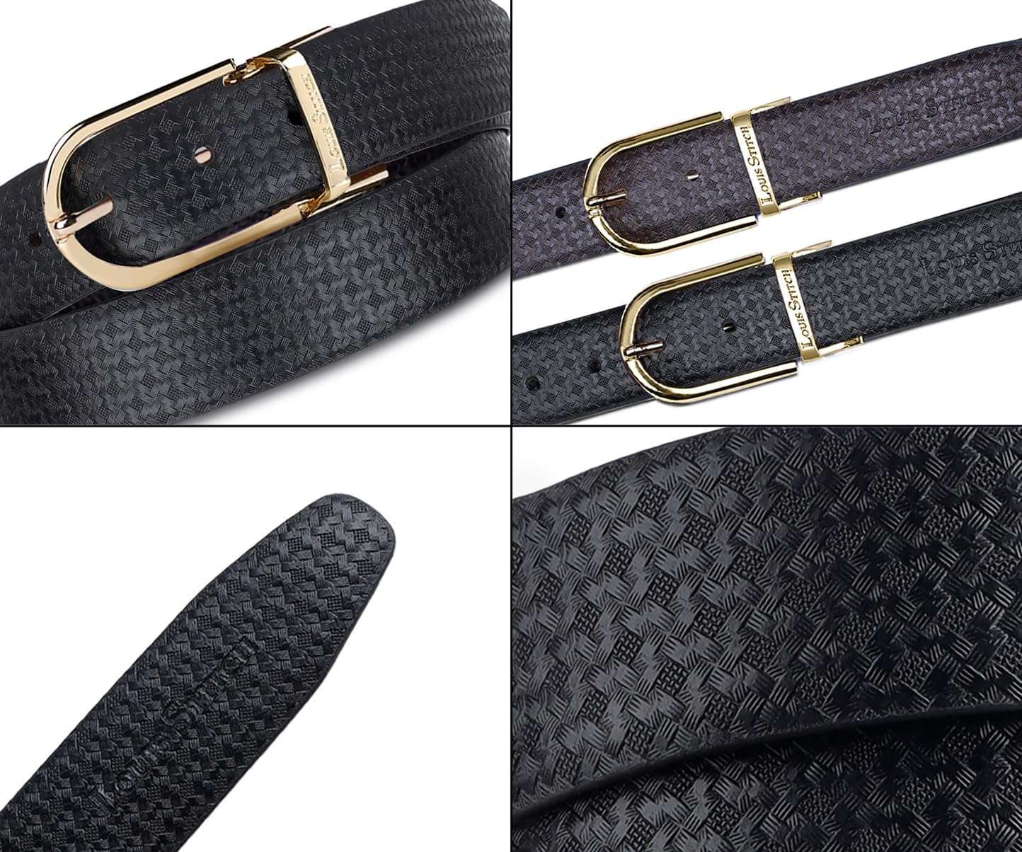 LOUIS STITCH Men's Reversible Italian Leather Belt with for Men 1.25 inch (35mm) Waist Strap Black Brown Belt with Golden Buckle (MTGD) (Size- 38 inch) 6
