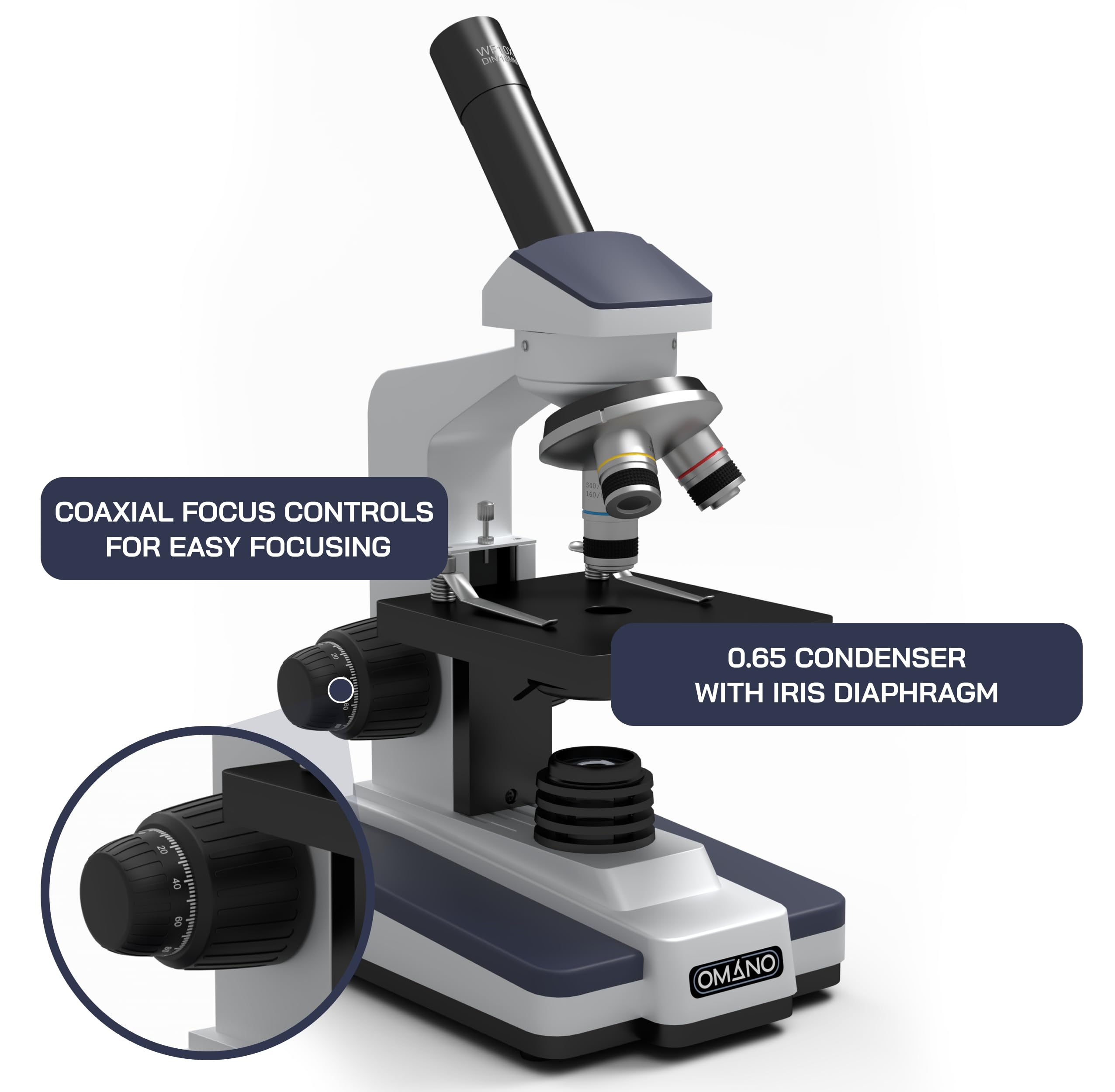 Omano Discovery Professional Microscope Set for College Students - Inspire STEM Learning - Compound Microscope Kit with 40x, 100x, 400x Magnification 3