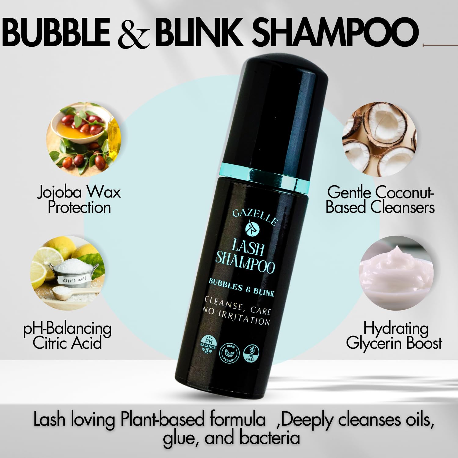 Gazelle lash shampoo kit | lash cleaner Include Lash Shampoo, Remover & Cleaning Brush for DIY Lash Segments, Salon Lash Extensions, Safe & Gentle Pre/Post Application Care lash cleaning kit 4