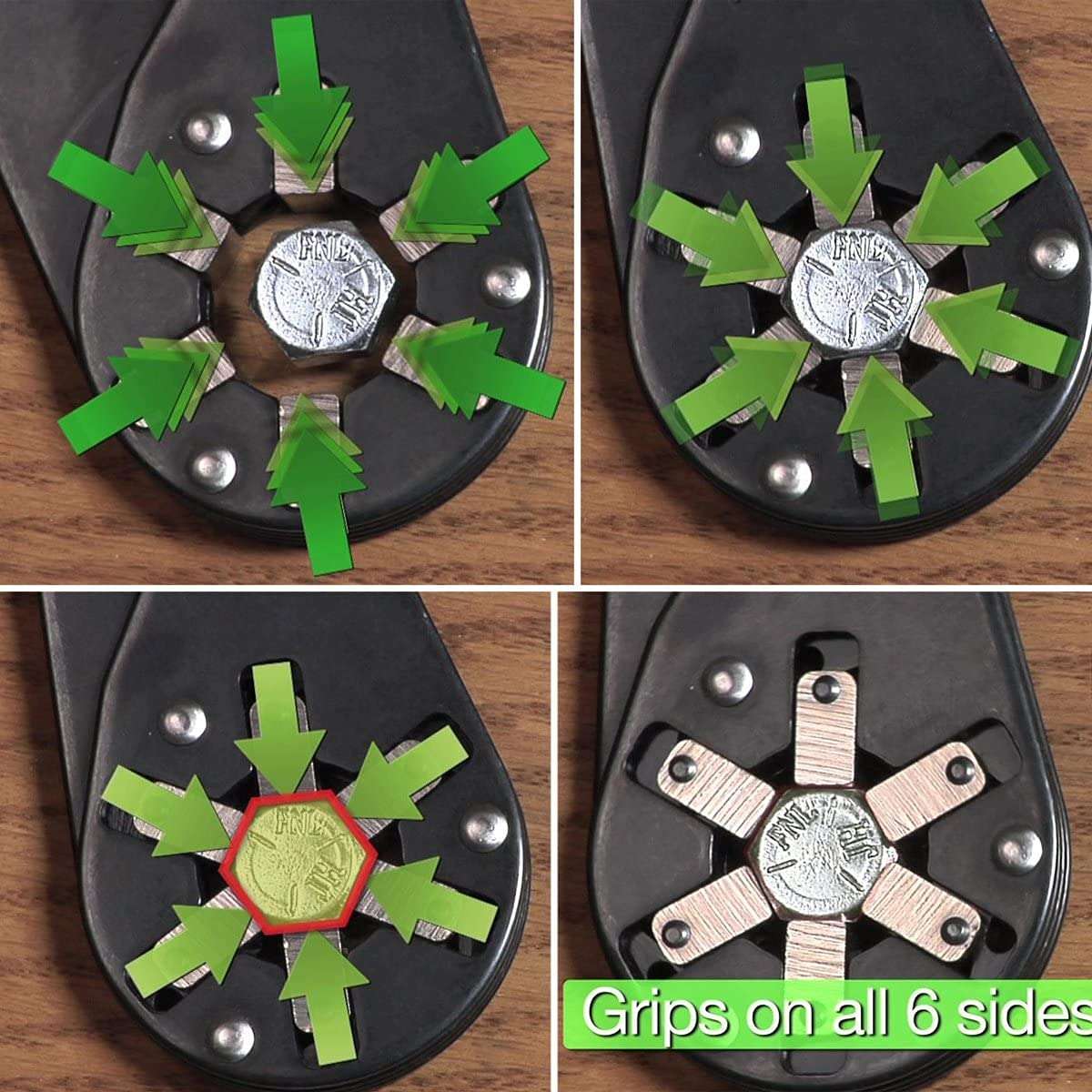 DASNDAS UNIVERSAL-WRENCH Hexagon Universal Wrench Multi-Function Adjustable Bionic Pier Spanner Repair Hand Tool (8 Inches) Single Sided Bionic Wrench 4