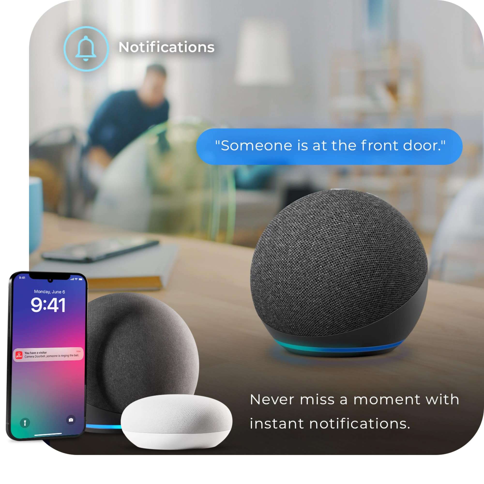 Globe Electric 91009243 Heath Zenith Plastic Wired Smart Doorbell Kit - White/Black 5