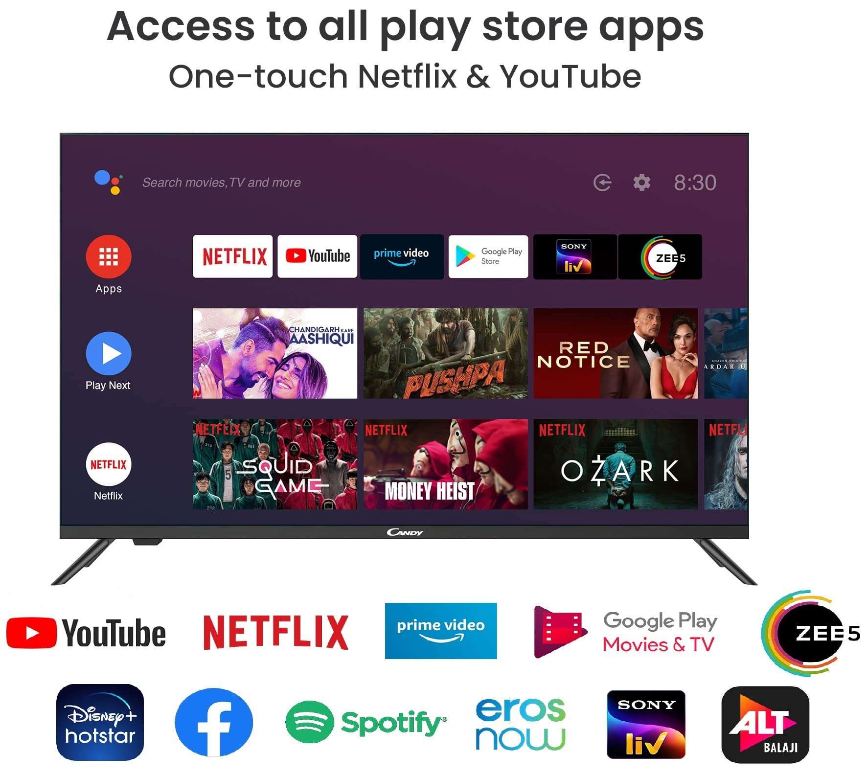 Candy 109 cm (43 inches) Full HD Android Smart LED TV C43KA66 (Black) 3