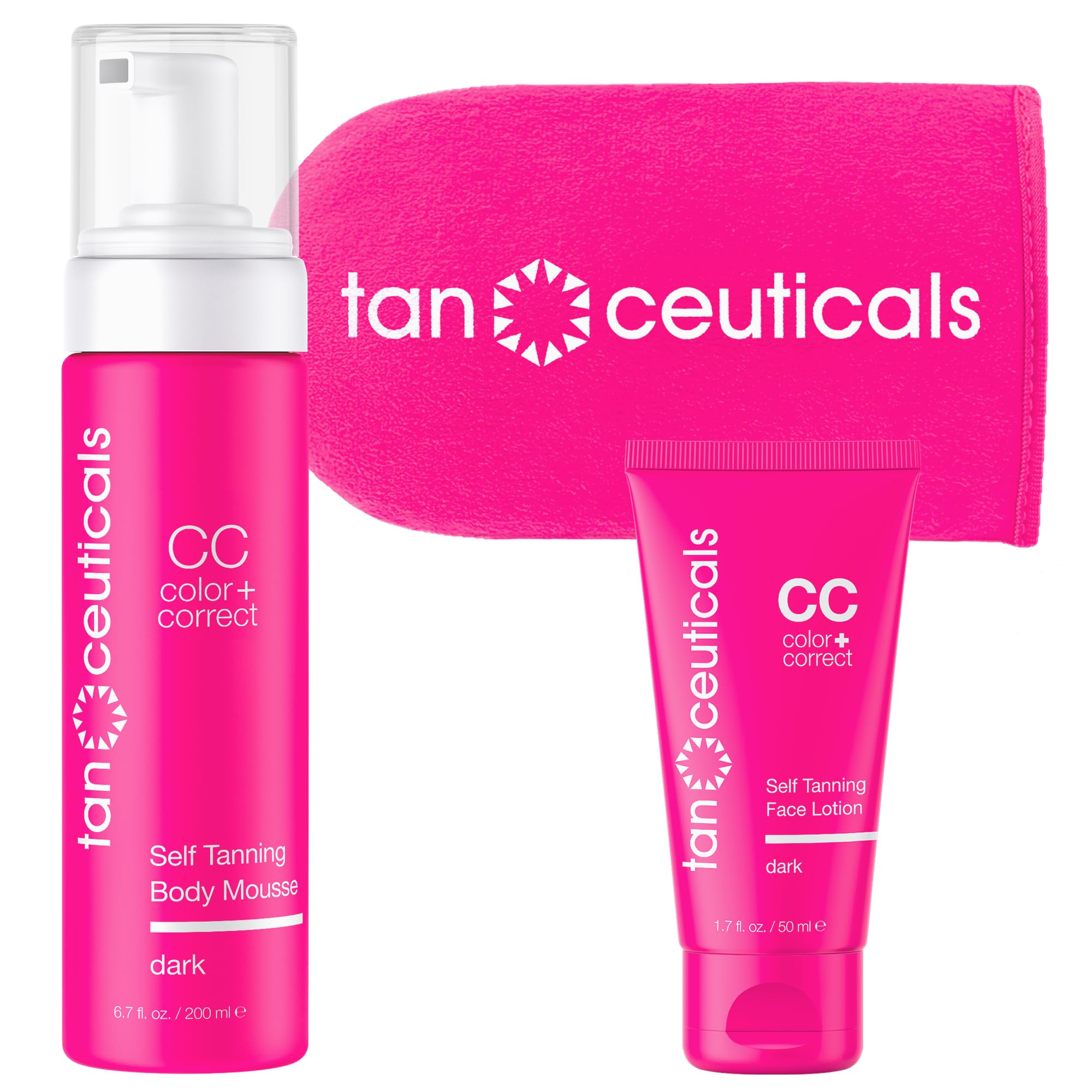 Tanceuticals Mousse CC Self Tanning Kit Bundle, Dark Shade 1