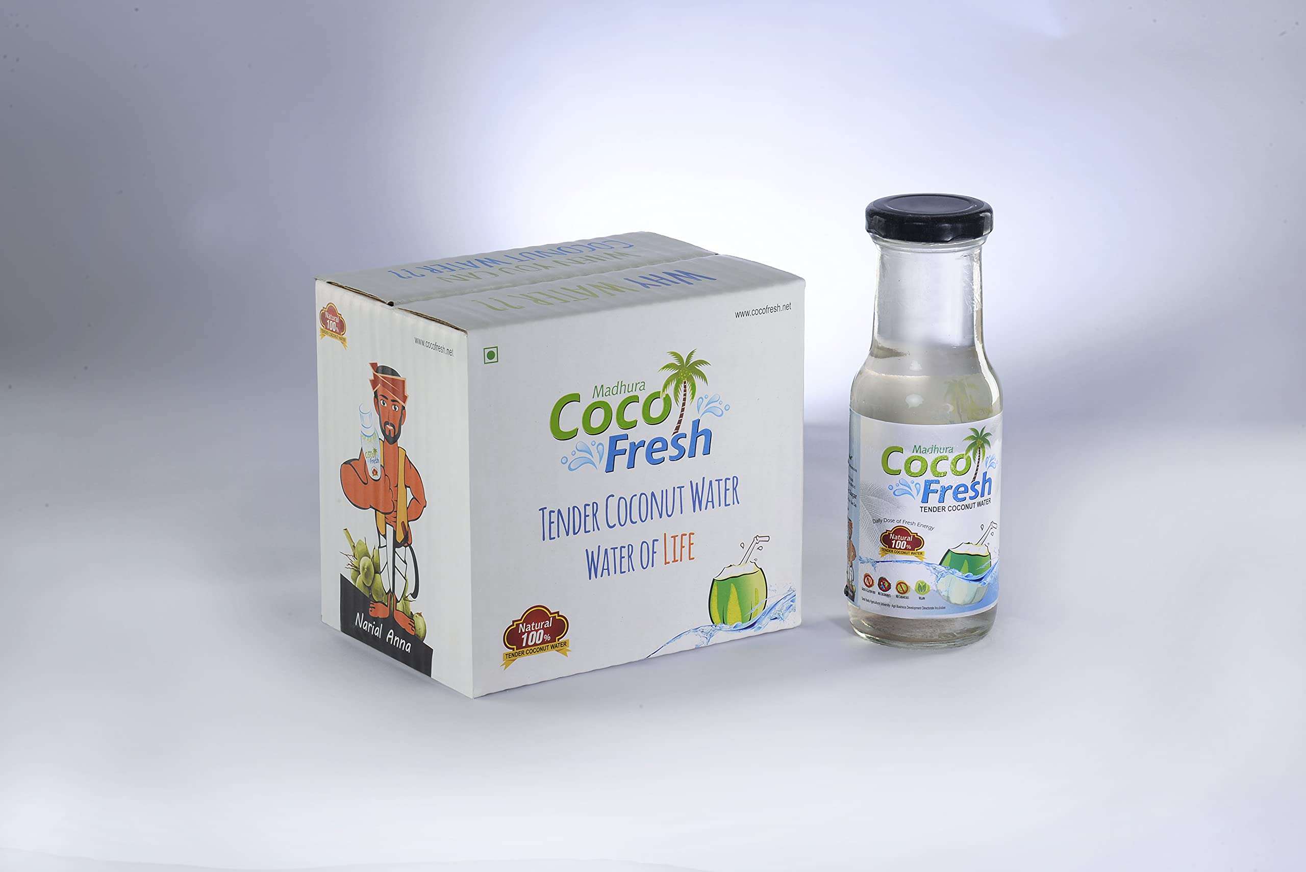 Madhura CocoFresh Natural Tender Coconut Water , 500 ml (Glass Bottle Pack of 6) 6