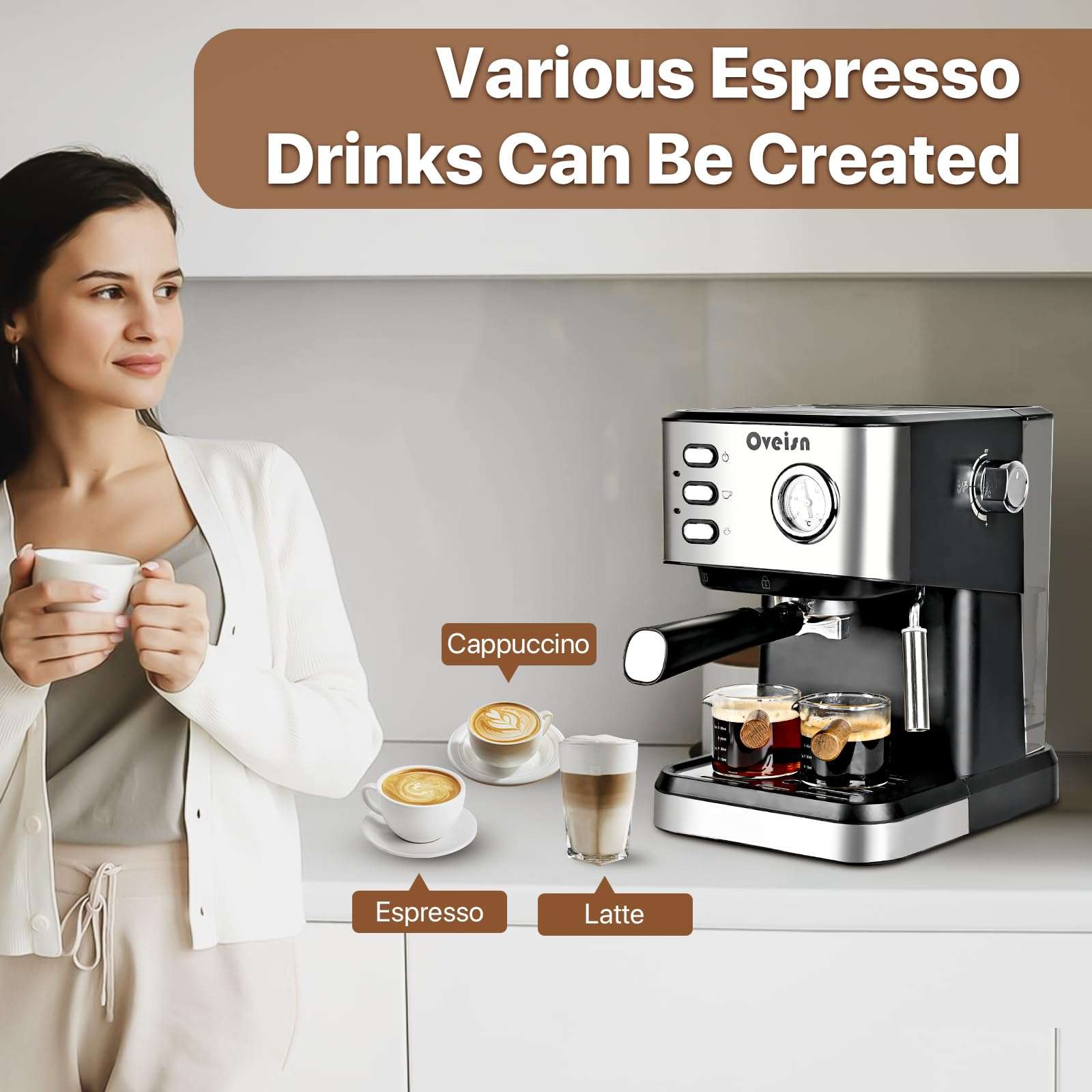oveisn Espresso Machine Home Awareness Coffee Machine 3
