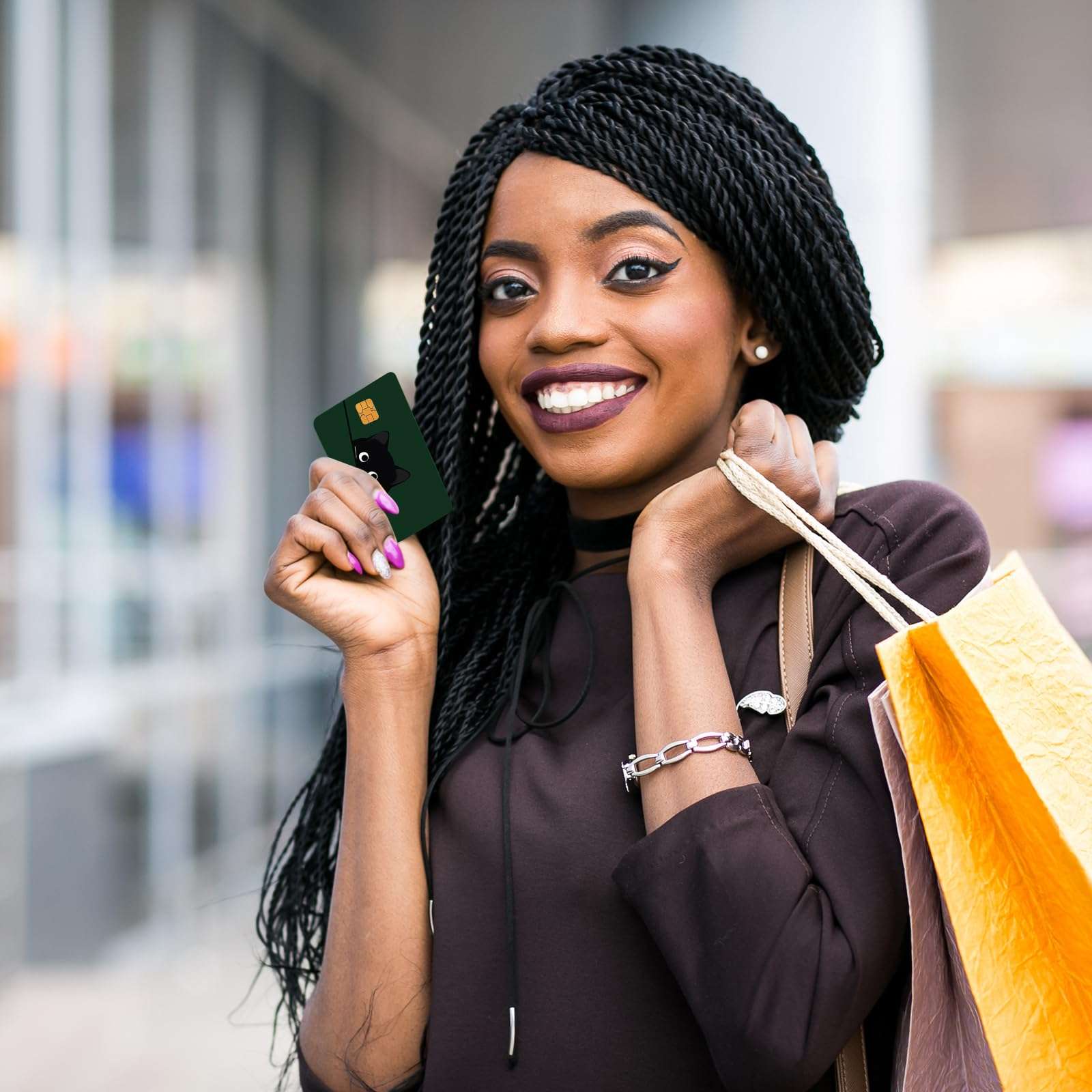 LKMUPNR 2 Set Debit Card Skin,1 Set with 4 Stickers,Credit Card Skin,Cat Decor,Medicare Card Protector Sleeve,Social Security Card Protector,Anime Credit Card Skin (01) 5