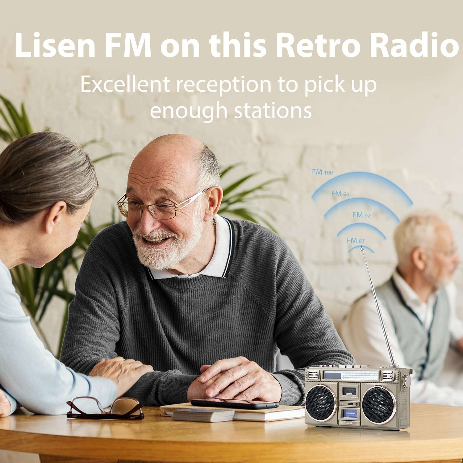 ANTPO Retro Vintage Radio Bluetooth Speakers Vintage Decor Small Wireless Speakers Stereo Radio Portable FM with Rich Bass Speakers Support TF Card for Home/Outdoor/Gift 3