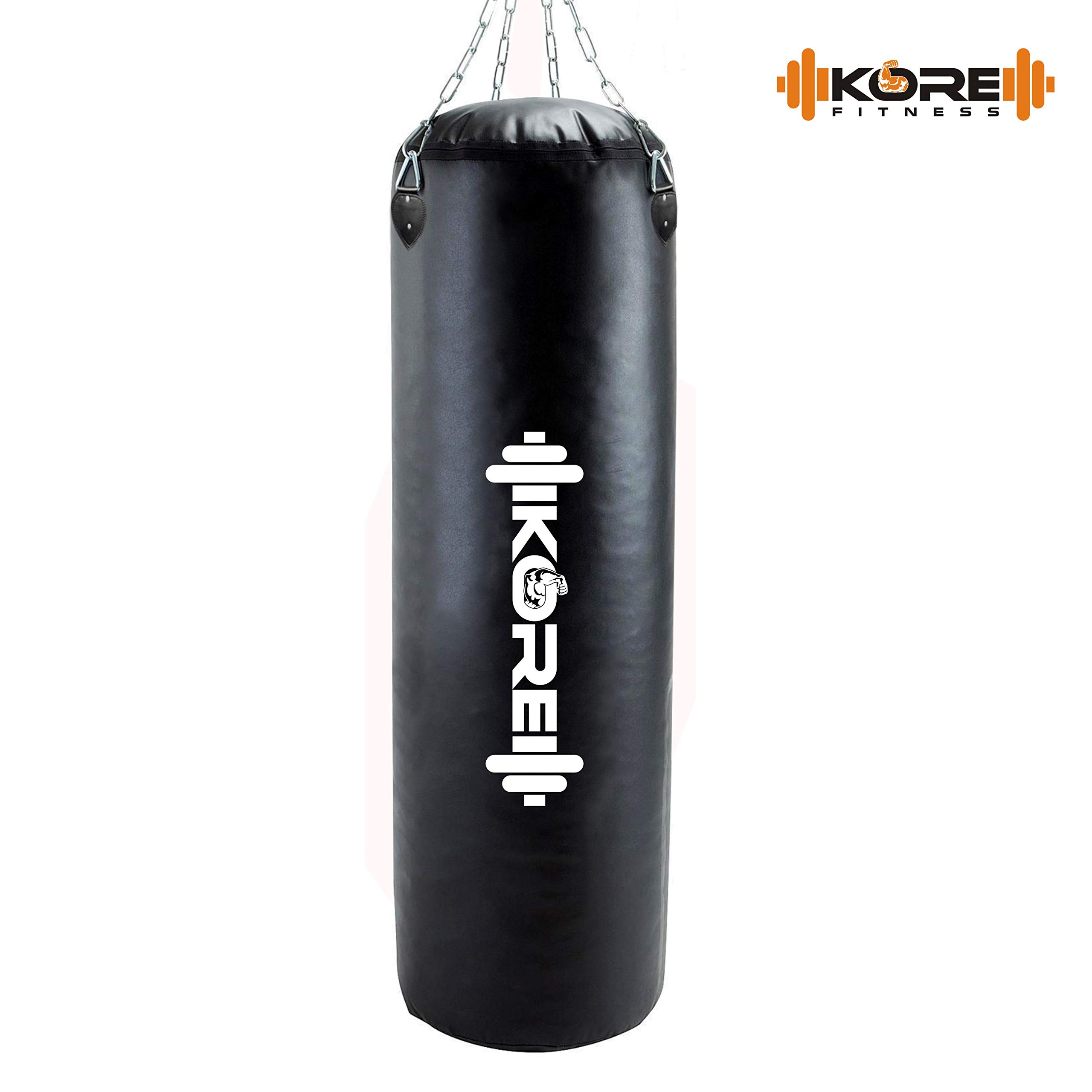 KORE Ultimate 3 Feet Filled Heavy Black Punching Bag PU Leather Boxing MMA Sparring Punching Training Kickboxing Muay Thai with Rust Proof Stainless Steel Hanging Chain 2