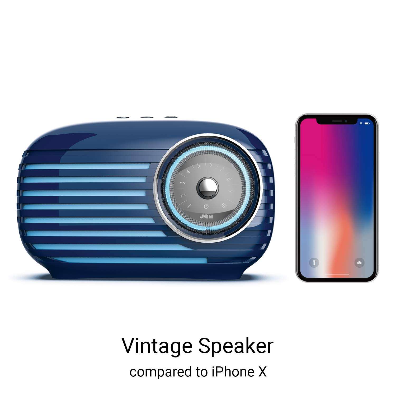 JAM Retro Classic Vintage Blutooth Speaker, 16 Hours Play Time, Aux-in Port, USB Charging, Blue 3