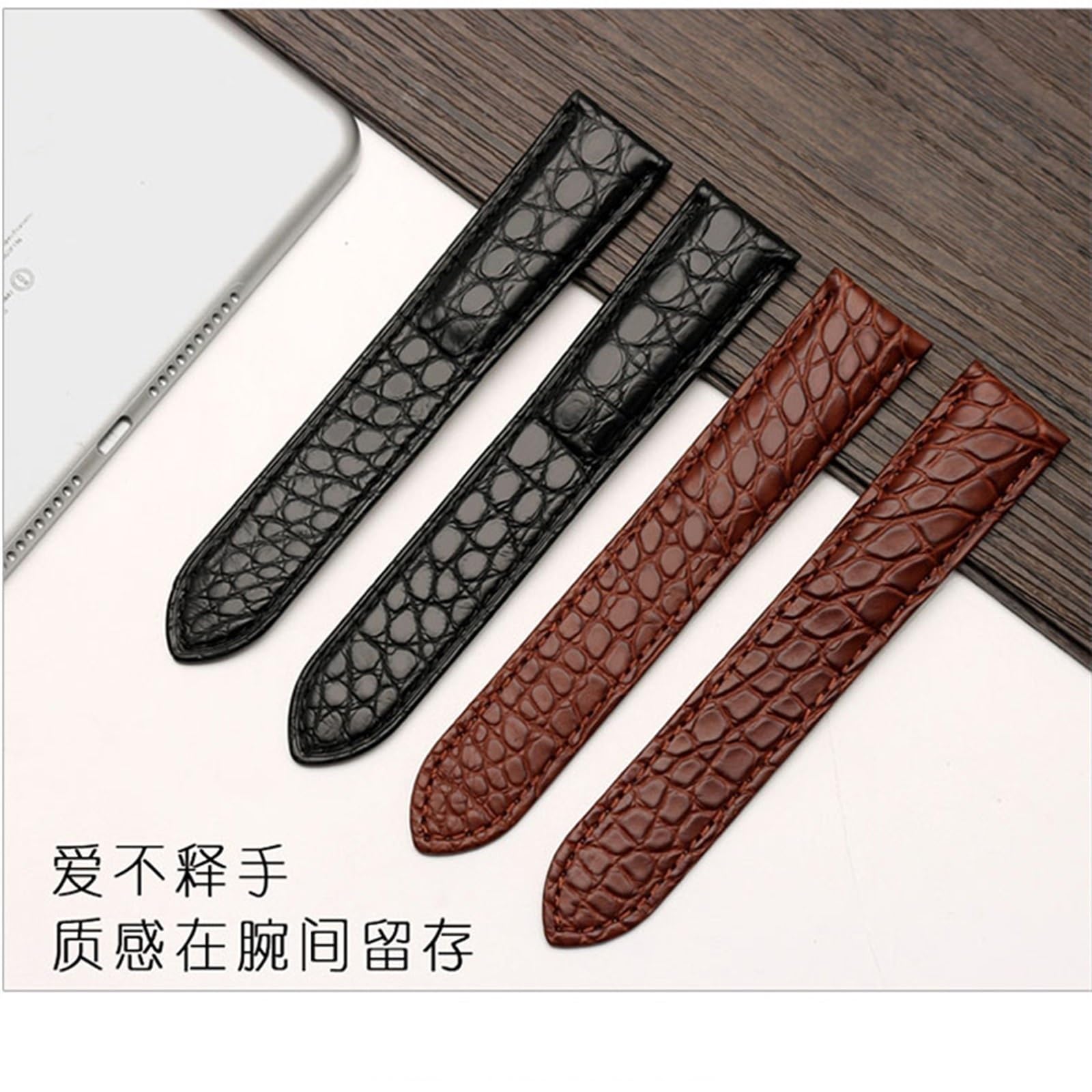 Svapo Crocodile Leather Watch Strap，For Cartier Watch Band 20mm，Leather Tank Key London Calibo Watch Chain Women 20mm(Brown silver,24mm) 5
