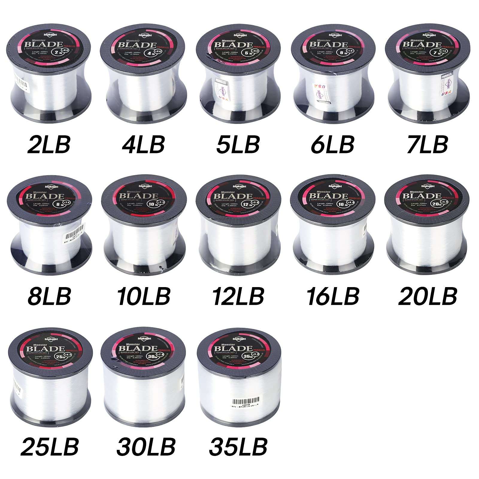 SeaKnight Blade Monofilament Fishing Line, 547Yds/ 1094Yds Japanese Material, High-Abrasion Resistance, Low-Ductility and Memory, Nylon Monofilament Line, for Fresh and Salt Water 2-35LB 3