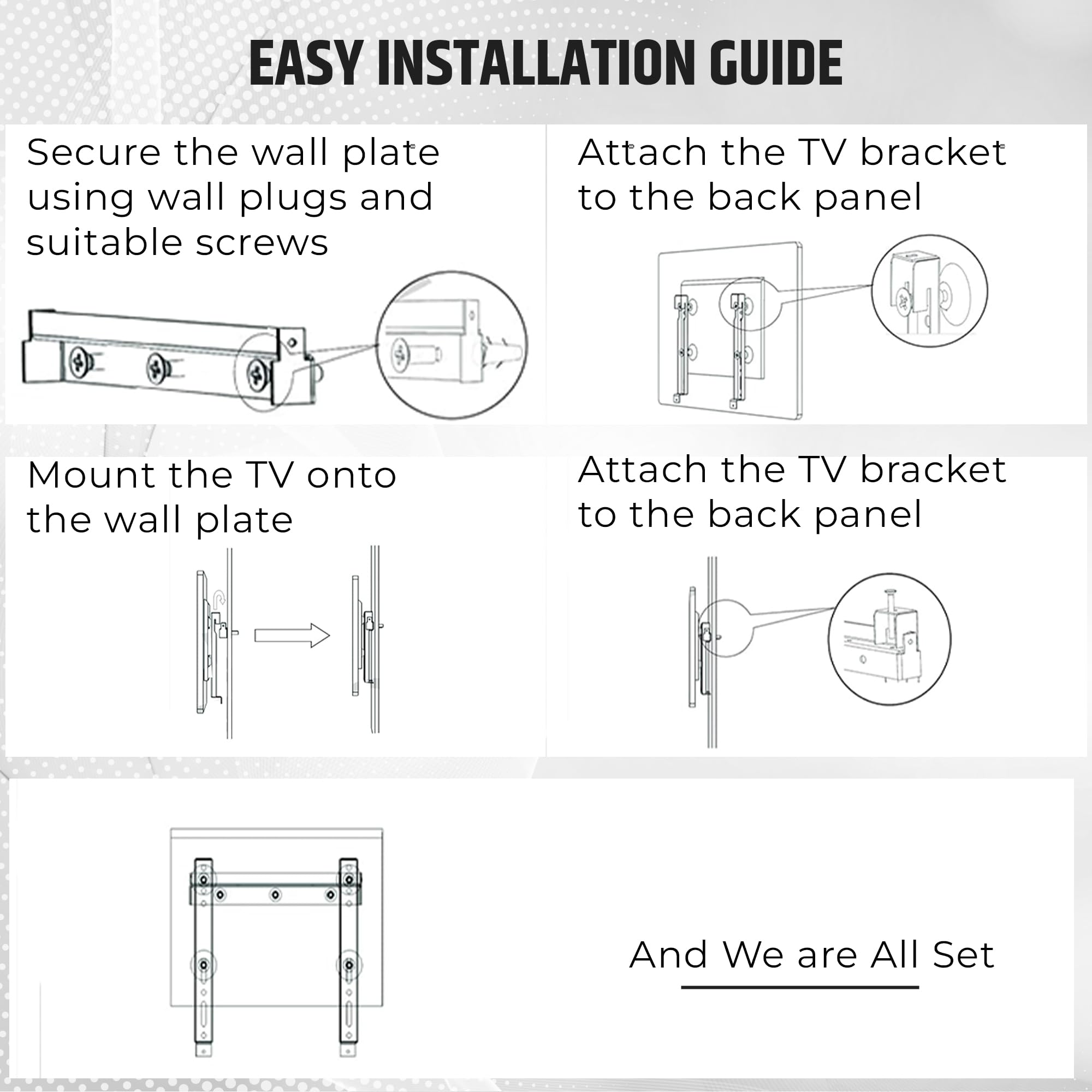 Robustt Heavy Duty TV Wall Mount Bracket for 14 to 32 inch LED/LCD/Smart TV�s (Pack of 1) | VESA Compatibility 100x100mm & 200x200mm 4
