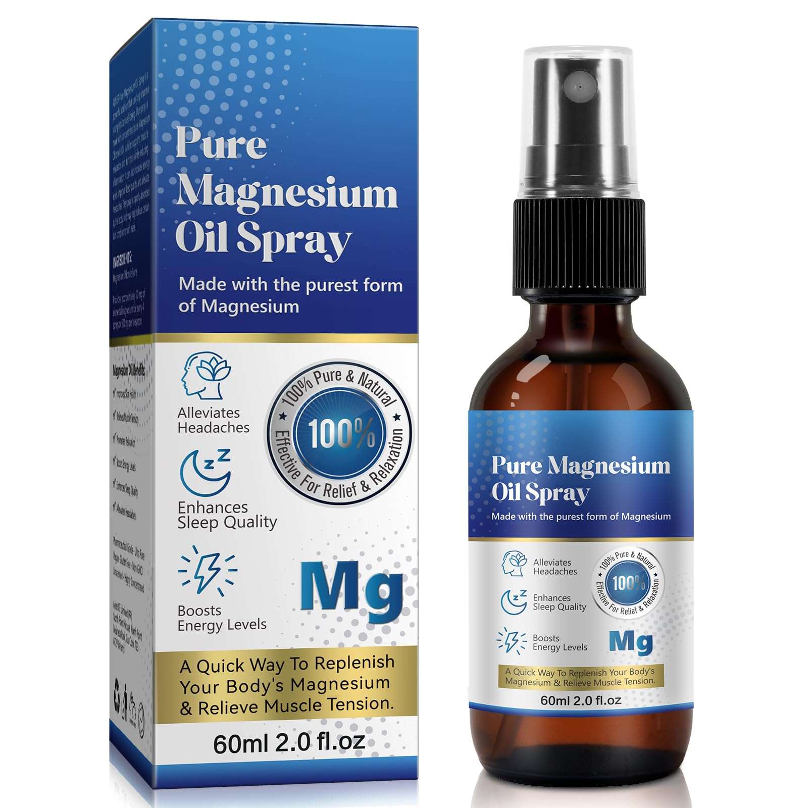 Generic 2 Fl Oz Magnesium Oil Spray - Pure & Organic - High Concentration Magnesium - Non-GMO, Gluten-Free - Easy to Absorb (1pc) 1