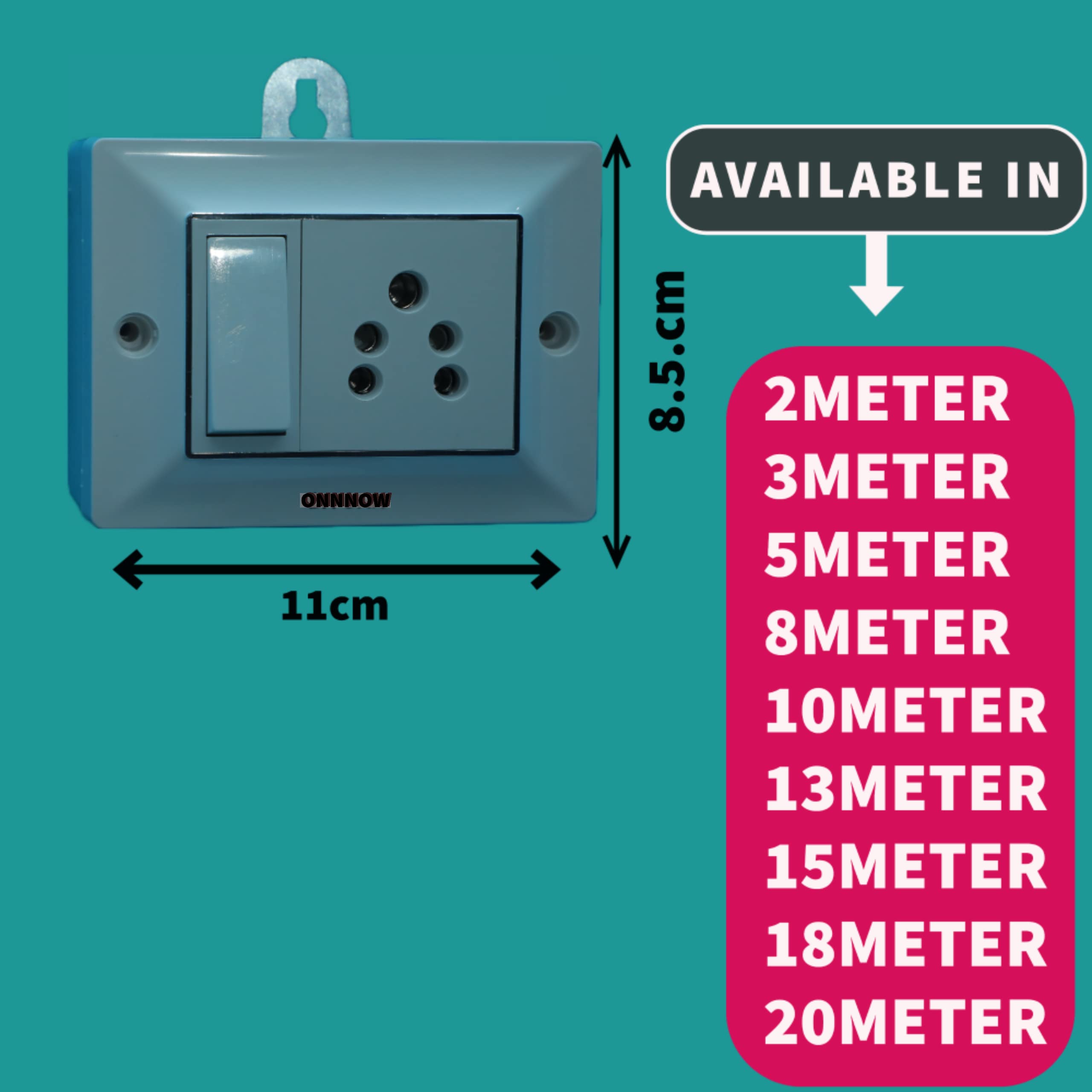 Electric Extension Board with Wall Fixing Clamps,Single Switch+Socket Three Core Heavy Duty Wire Cable Cord and Modular White Box (5 Meter) 4