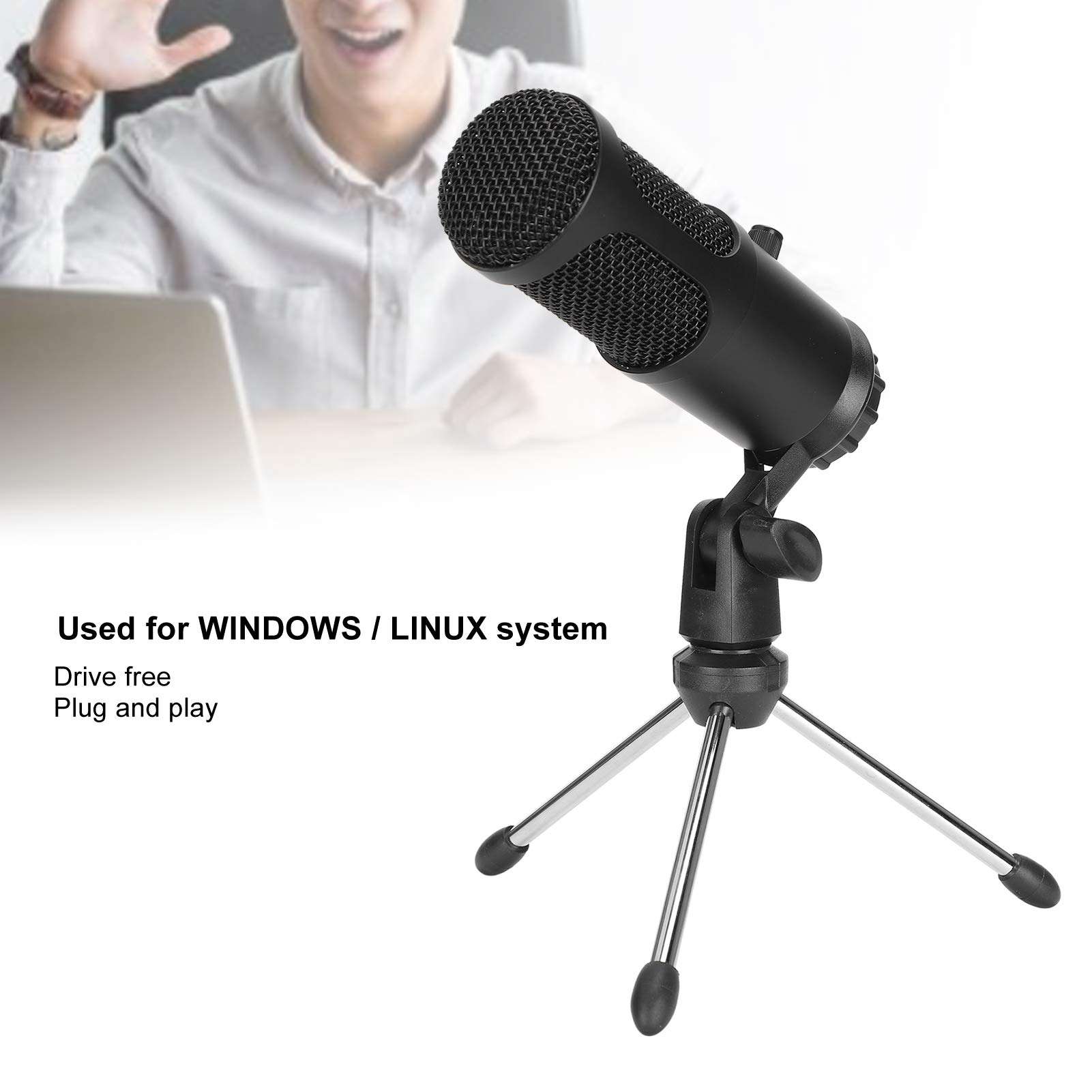 USB Condenser Microphone with Tripod Stand, Cardioid PC Mic for Gaming, Streaming, Podcasts 6