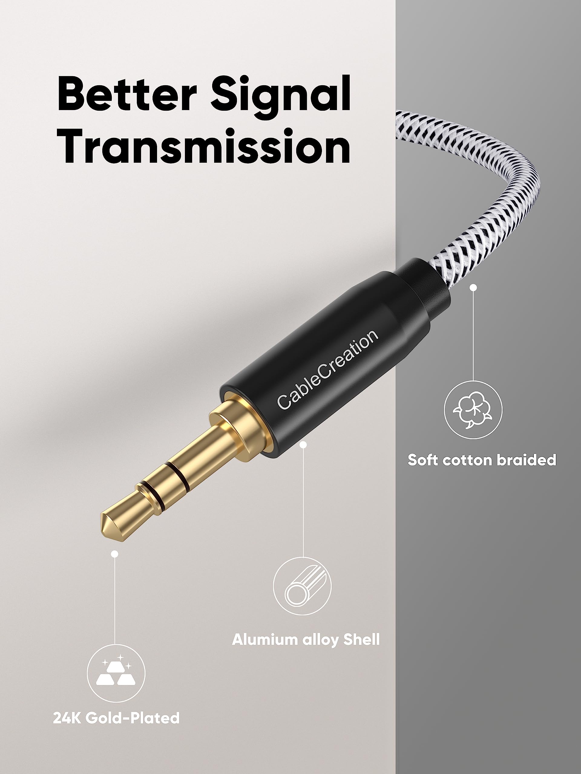 CableCreation 3.5mm Aux Cable, 3.5mm Male to Male Stereo Auxiliary Audio Cable, Compatible with LilGadgets Headphones, Smartphones, Home/Car Stereos & More, 3ft / 1M 3