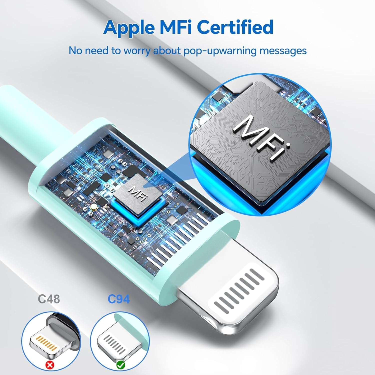 Compatible with iPhone,3Pack 10ft USB C to ightning Cable Quick Phone Charger Cord for Phone 14/13/12/12 Pro Max/11/Xs Max/XR/X,AirPods Pro and More,Blue 6