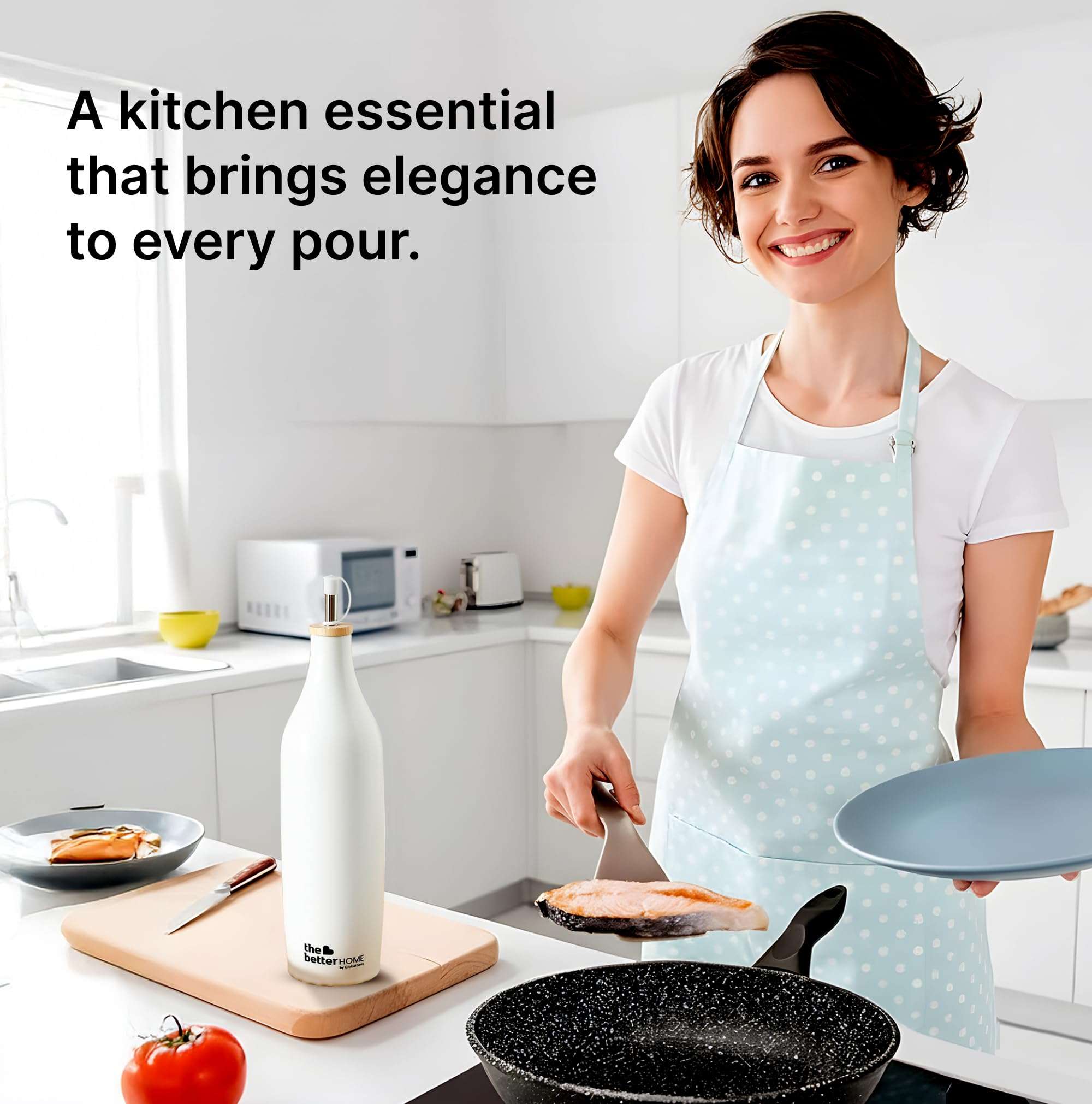 The Better Home Matte Black Ceramic Bar Accessories Bottle Pour Spouts | 750ml Capacity Leakproof Airtight Drip-Free Spout Wooden Stopper Lid Odor Resistant Stain Resistant Modern Design | 5