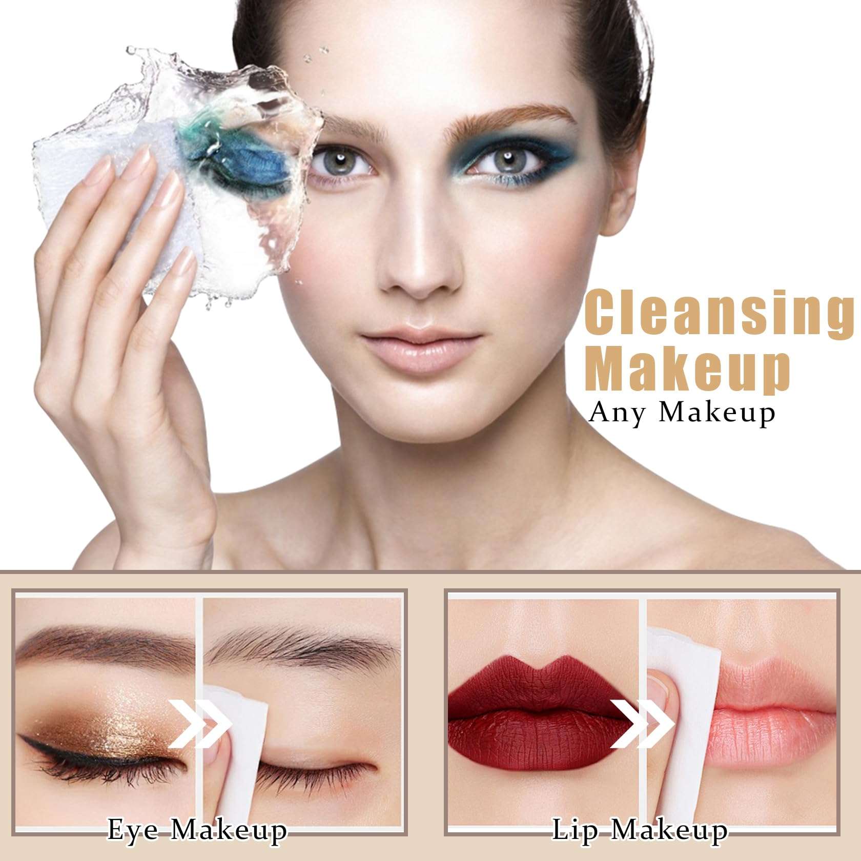 DWDiWen Refreshing Hydrating Facial Cleanser & Makeup Remover for Waterproof Makeup,Cleansing Gentle Make up Remover Water Skin Care Set with Makeup Remover Cotton Pads 6