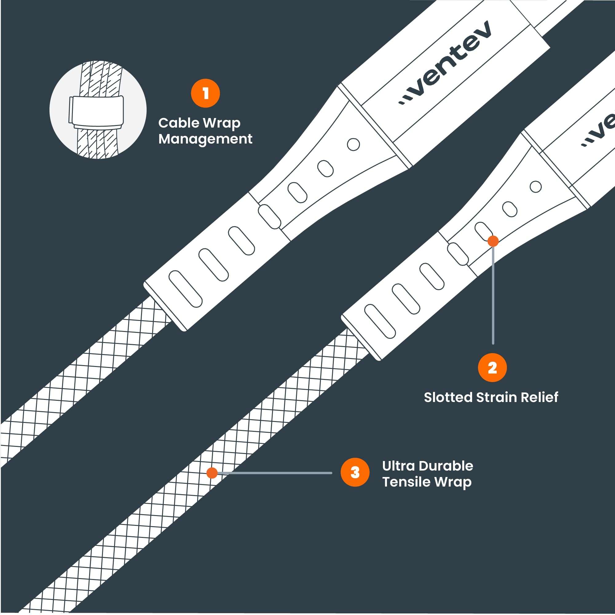 Ventev ChargeSync Apple Lightning Cable | Rapid Charging to 2.4A/12W at Max Rates, Mfi Certified, Brushed Aluminum Housing, No-Fray Durability, Designed for Cases | 10Ft Grey 3