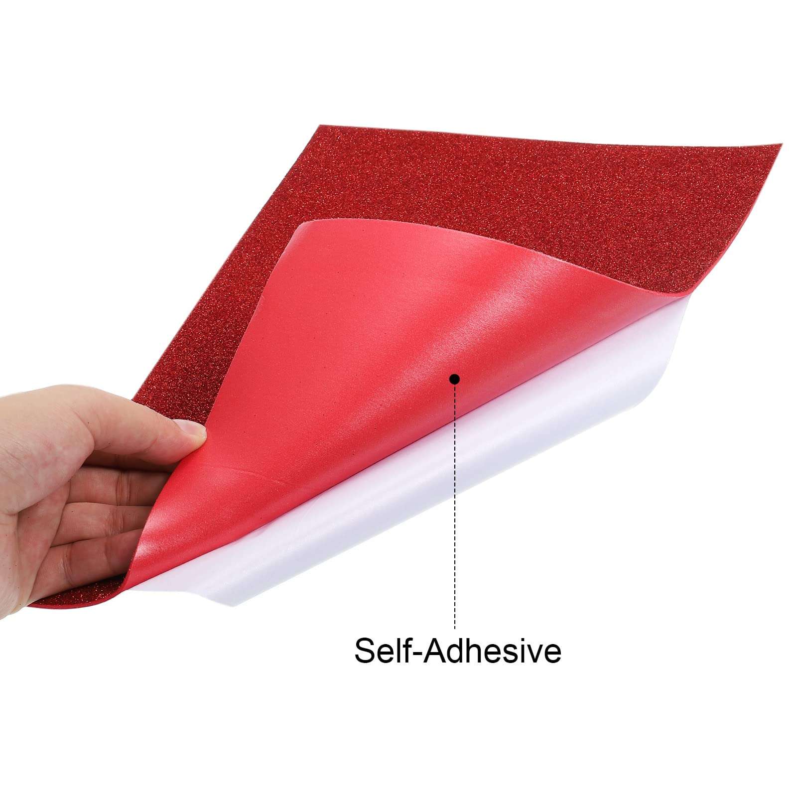 PATIKIL Glitter EVA Foam Sheets Soft Paper Self-Adhesive 11.8 x 7.8 Inch Red for DIY Projects Pack of 12 6