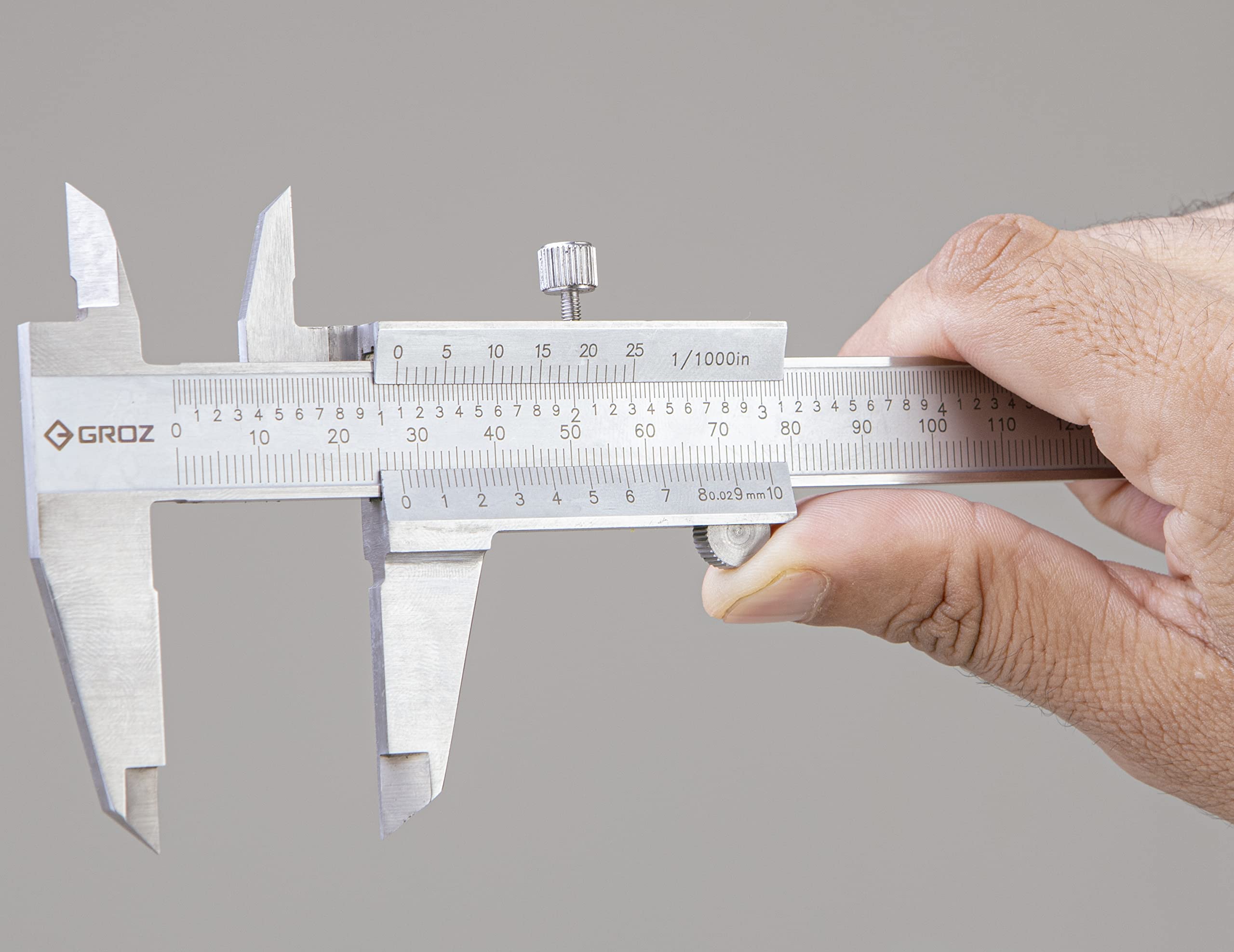 GROZ Vernier Caliper with Stainless Steel Body| Ideal for measuring inner & outer diameter, depth & step| Smooth Movement| Locking Screw| Range: 0-300 mm| Accuracy:± 0.04 mm| Resolution: 0.02mm| VNC/12 4