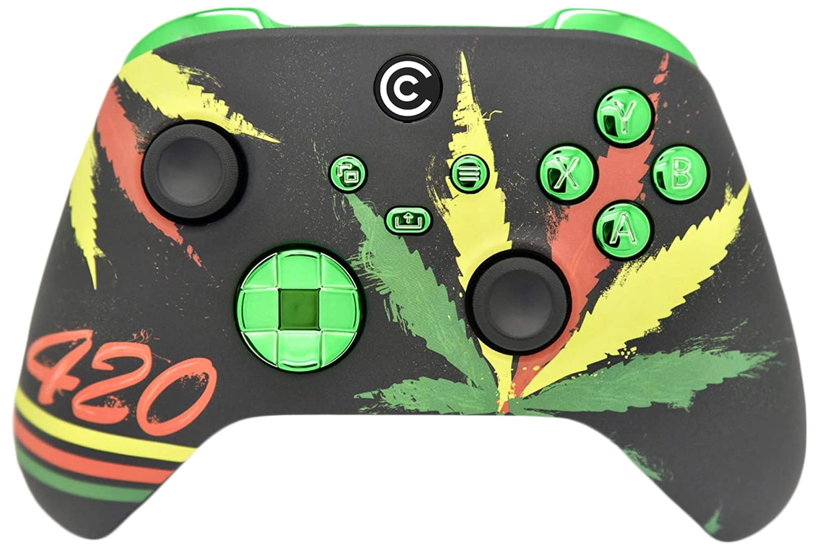 Custom Controllerzz Designer Series Custom Wireless Controller for Xbox Series X/S, Xbox One, & PC - Multiple Designs Available (Weeds & Green Chrome Inserts) 1