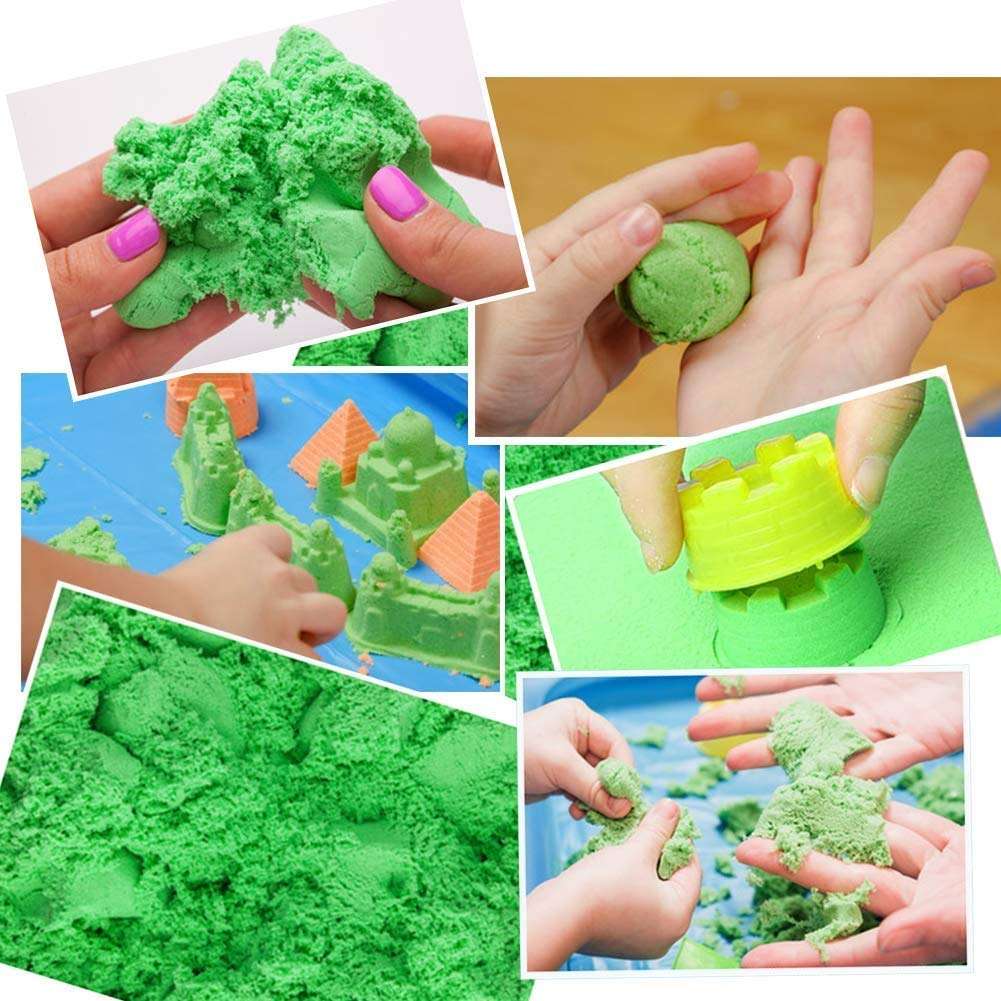 jesilo Kinetic Sand Kit Amazing Dough and Clay Active Magic Clay Sand with Mould,Activity Toys Indoor Games for Kids(1 KG Bucket with Mould Toys 3