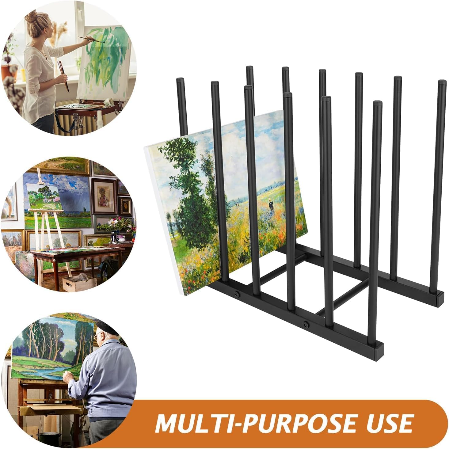 OGFC 51106 Art Storage Rack Painting Canvas, Metal Drawing Storage SHELF for Canvas Frame Drawing Board (Black) STAND 6