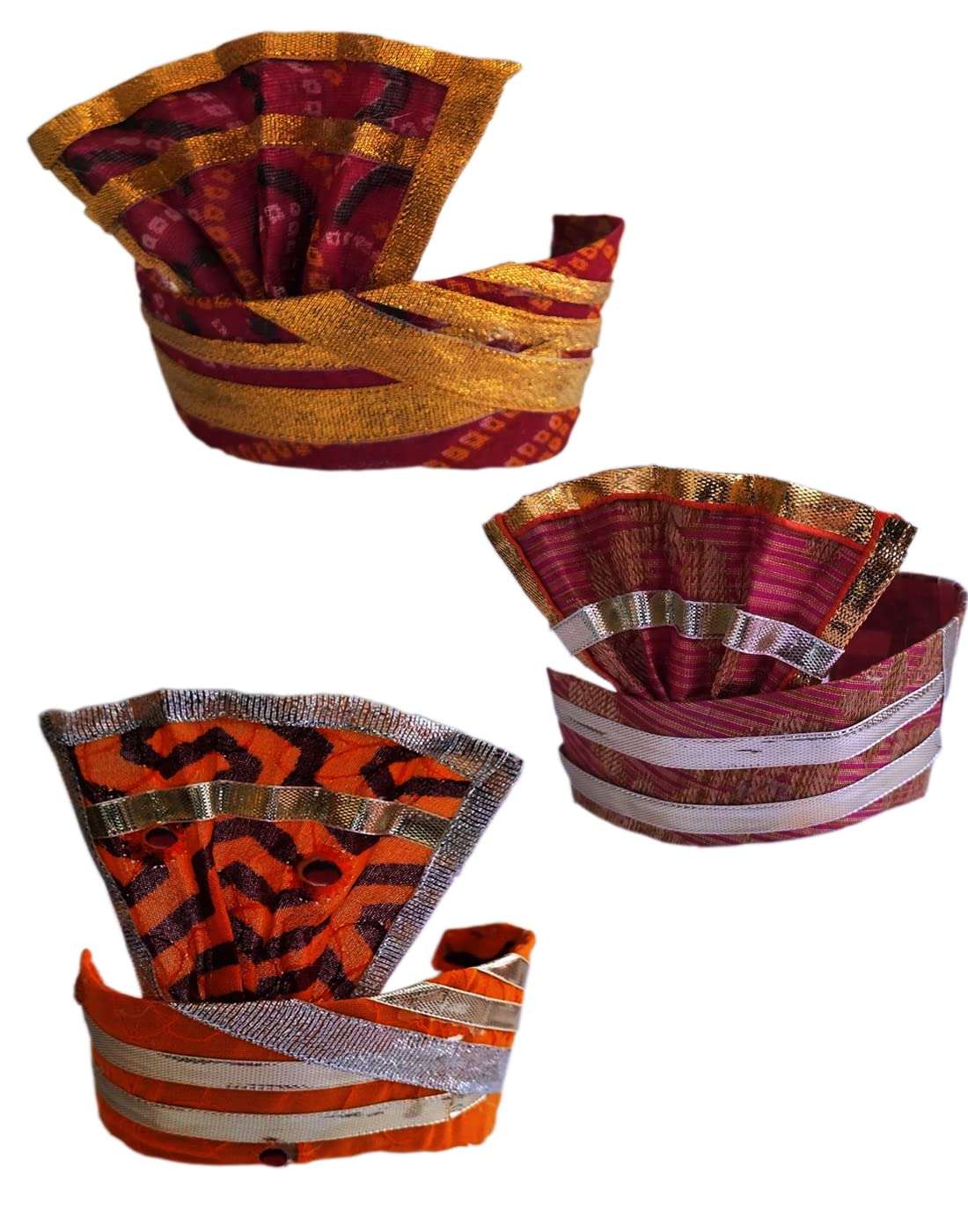 The Bath Stories Small Hand Made Pagdi (Turban) (Size – Length 7 Cms. Height 5 Cms) Only for Decorat Jaggery (Gud) | Laddu | Shaugun Given with Wedding Card Small Gifts for Wedding (Pack of 6) 1
