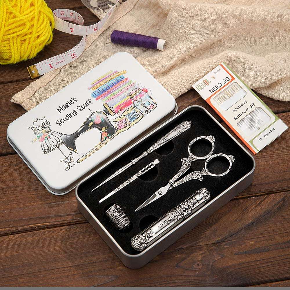 Custom Embroidery Scissors Kit, European Antique Vintage Sewing Box Set for Travel, Embroidery/Sewing Supplies, Gifts for Tailors/Fashion Designer 3