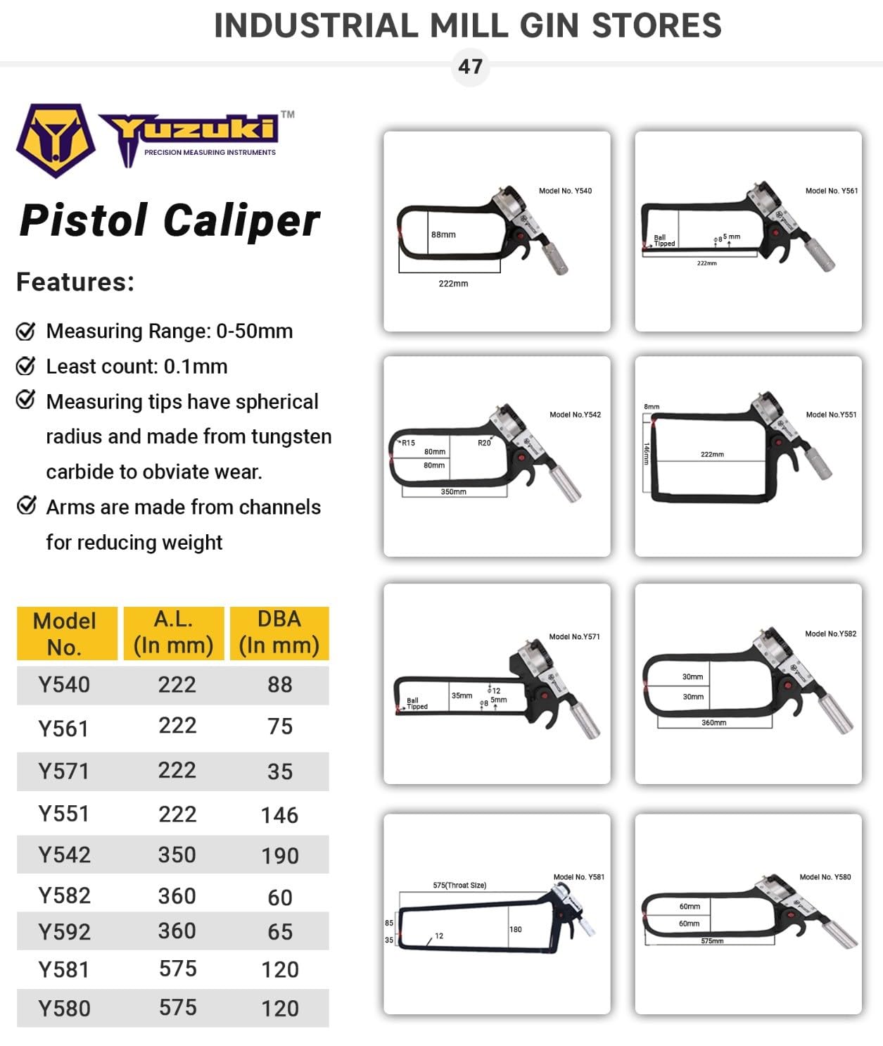 YUZUKI? External Dial Caliper Gauge Pistol Type 571 5